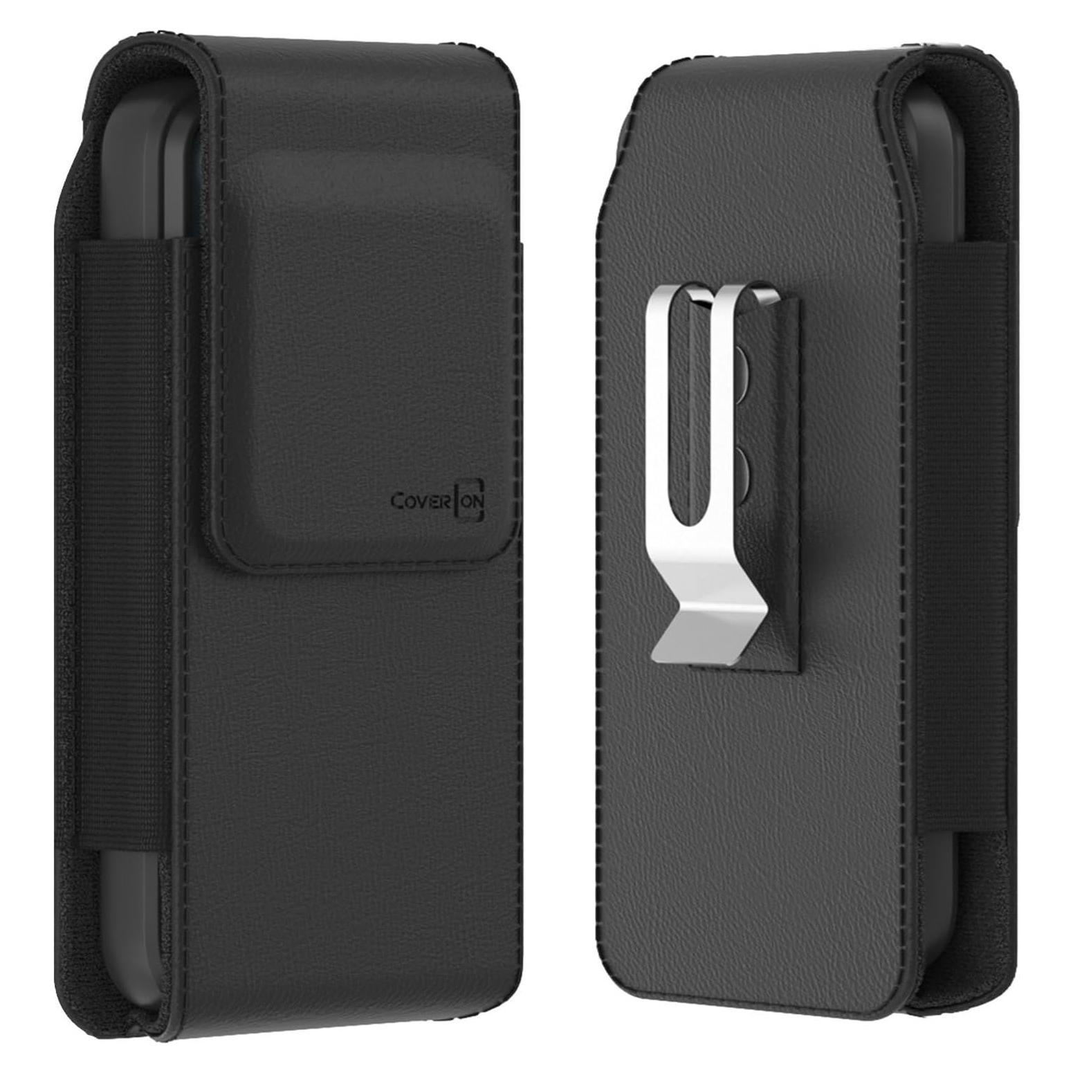 Funda de cuero vegano CoverON con clip para Nokia y TCL