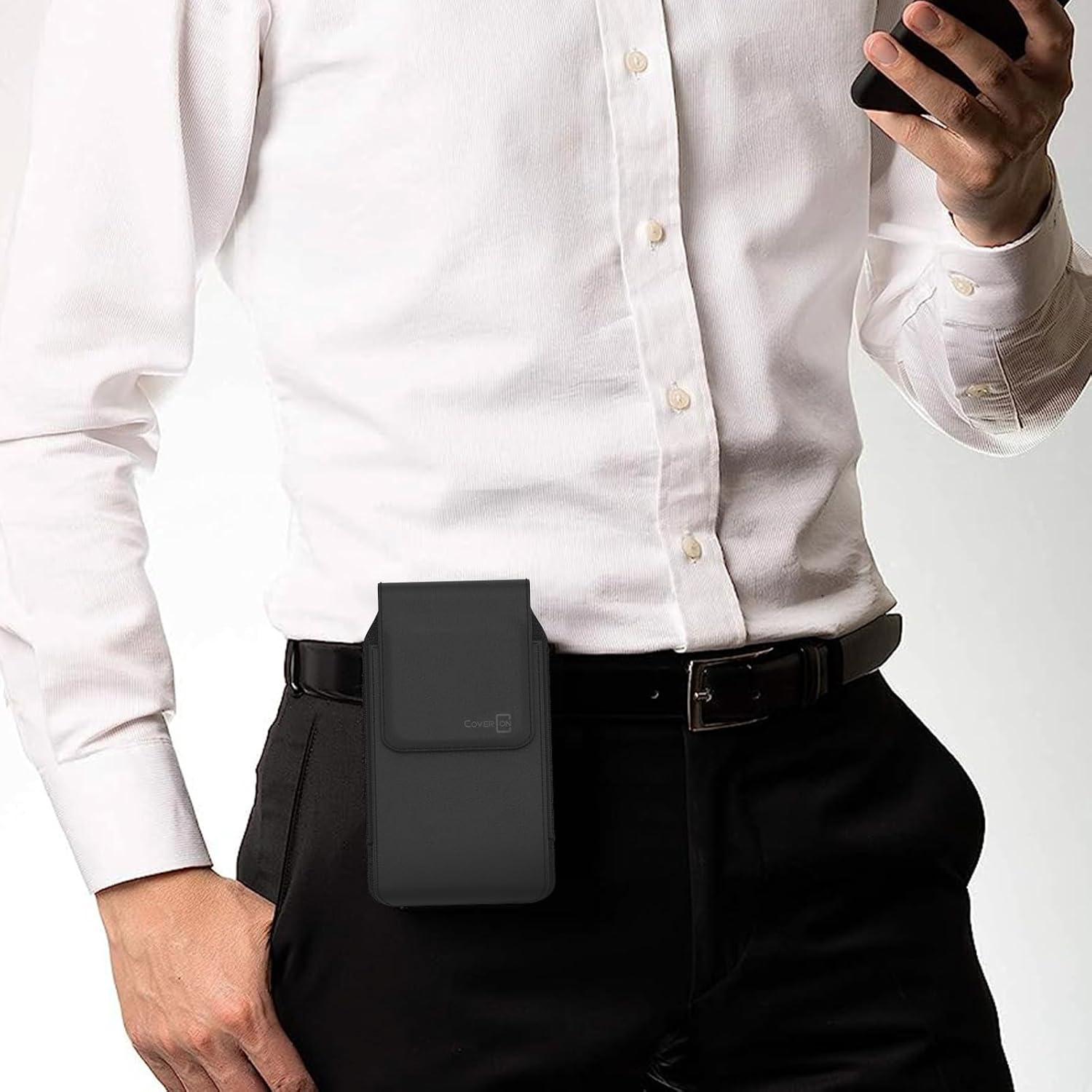 Funda de cuero vegano CoverON con clip para Nokia y TCL