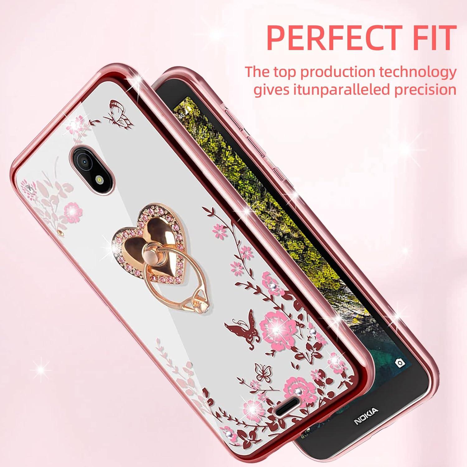 Funda KuDiNi para Nokia C100 Oro Rosa TPU con Soporte