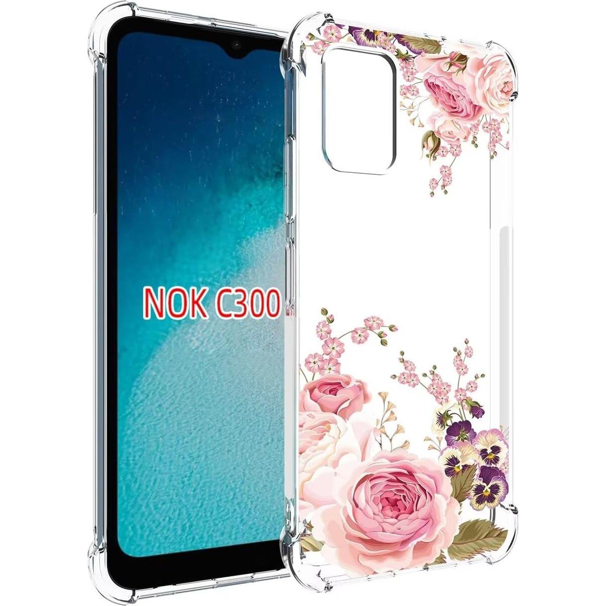 Funda TPU Rosa Floral para Nokia C300 - Protección Premium