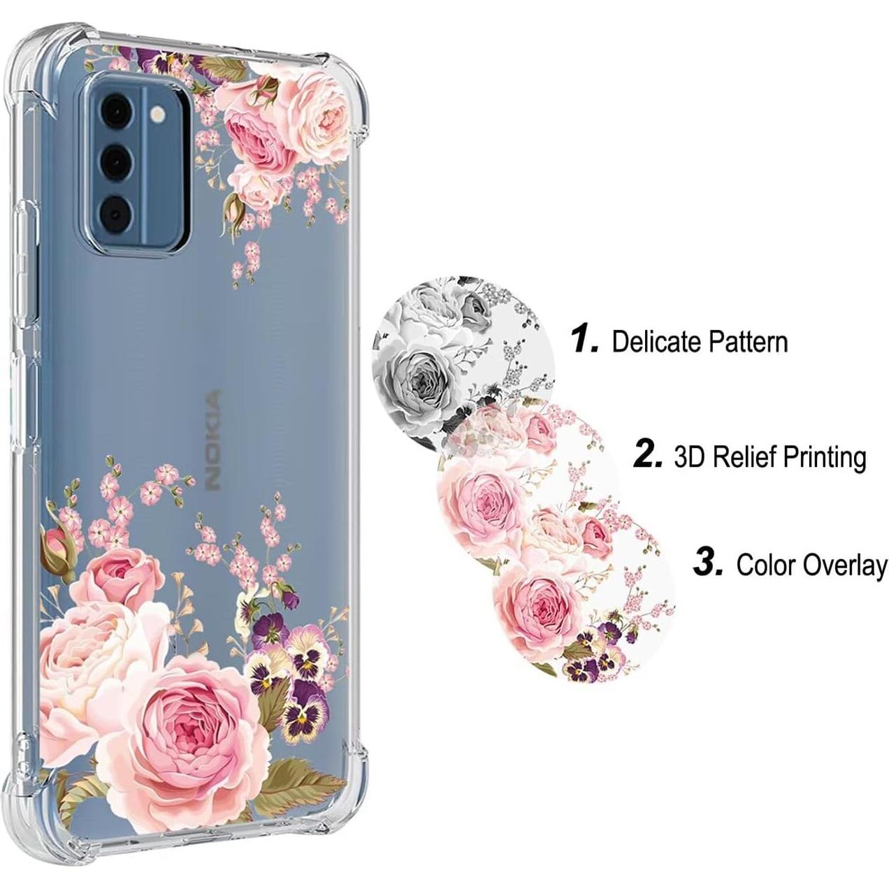 Funda TPU Rosa Floral para Nokia C300 - Protección Premium