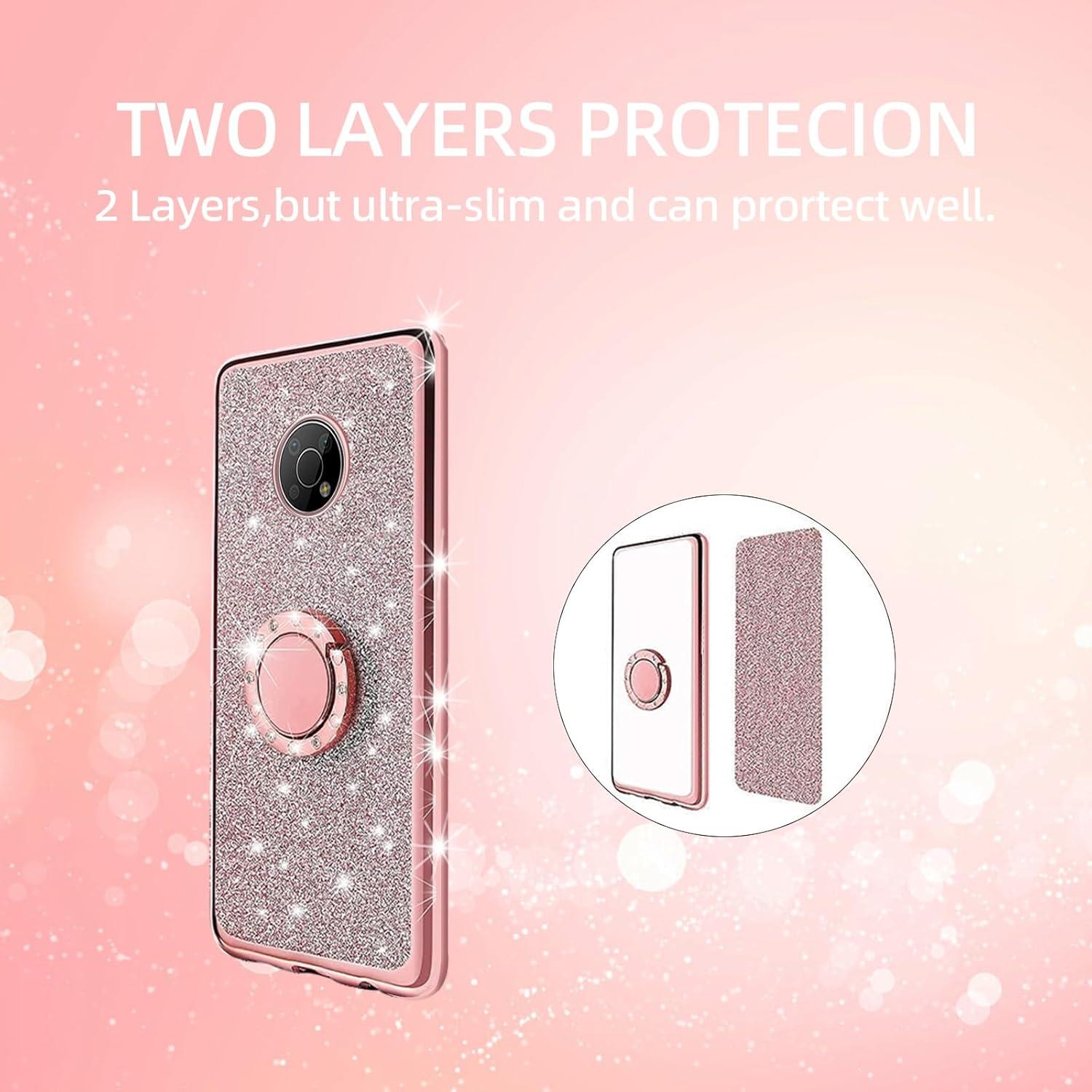 Funda TPU Brillante Rosa para Nokia G300 5G con Soporte