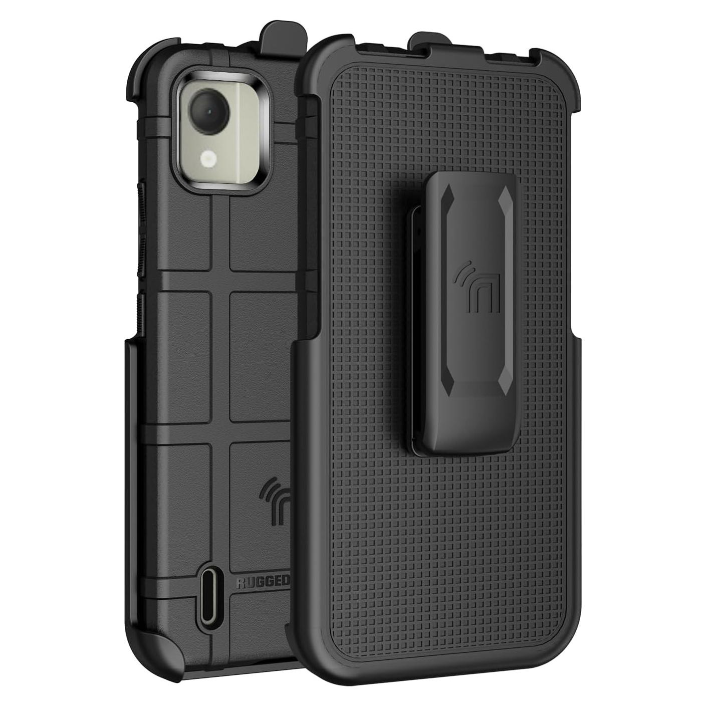 Funda Protectora Rugosa Nakedcellphone para Nokia C110 - Negro