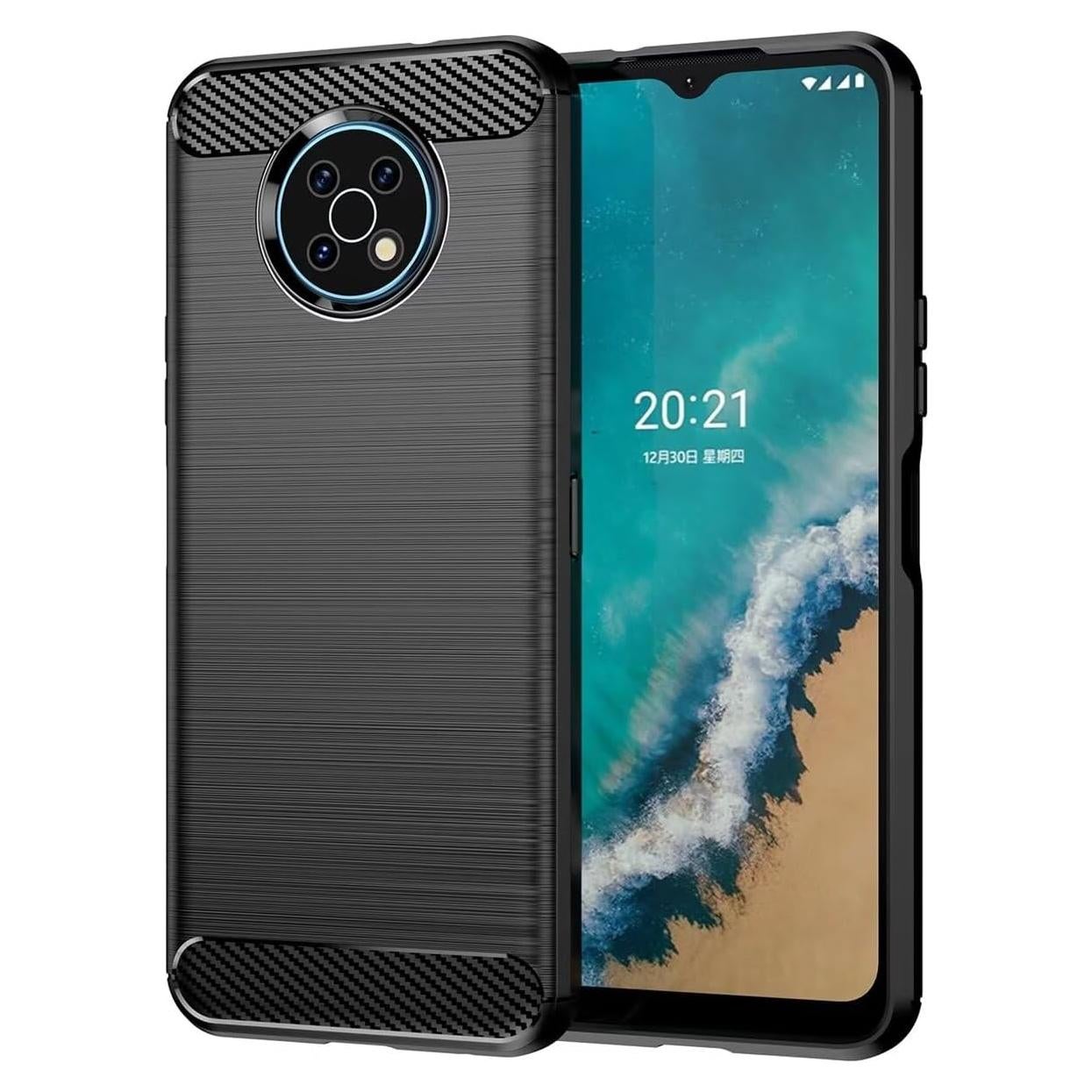 Funda para Nokia G50 Sidande, TPU fibra de carbono negra