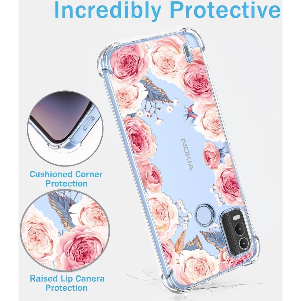 Funda TPU Floral Rosa para Nokia C21 Plus - Protección Antigolpes
