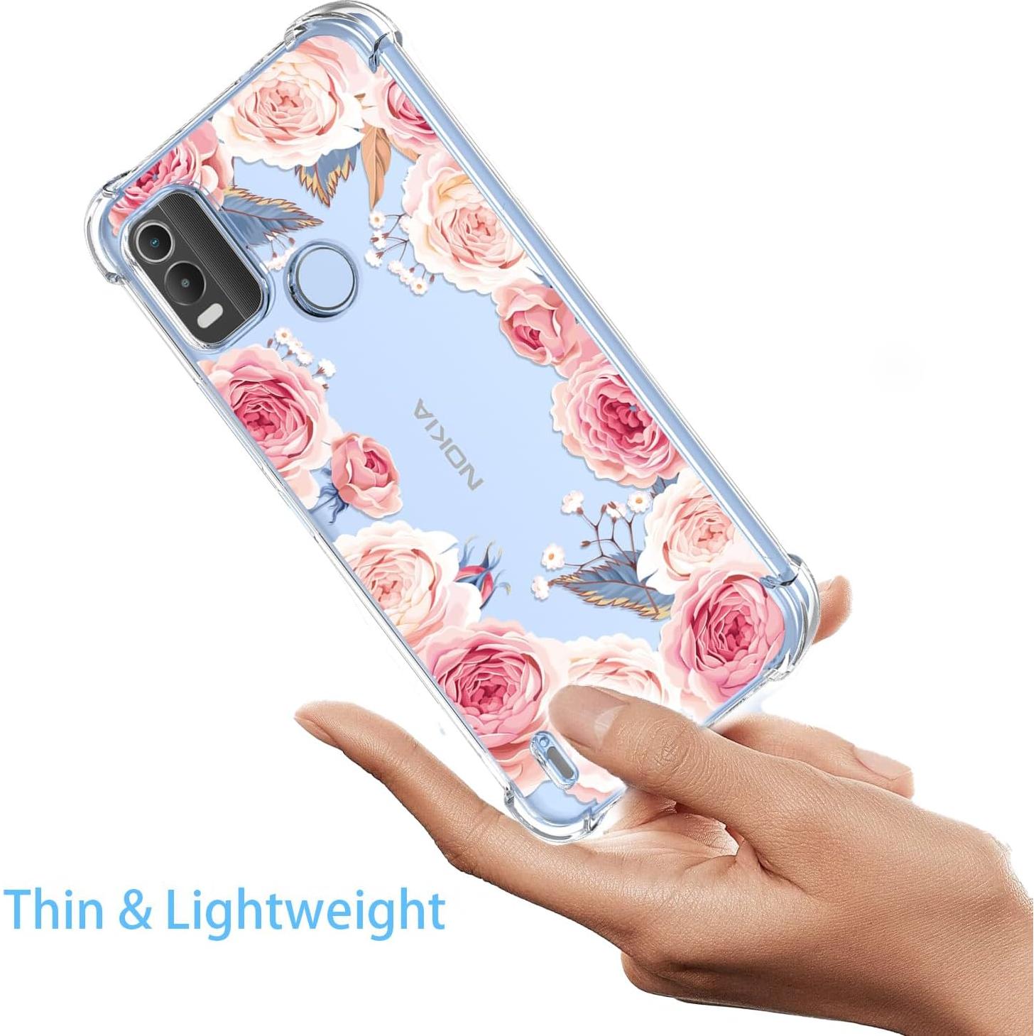Funda TPU Floral Rosa para Nokia C21 Plus - Protección Antigolpes