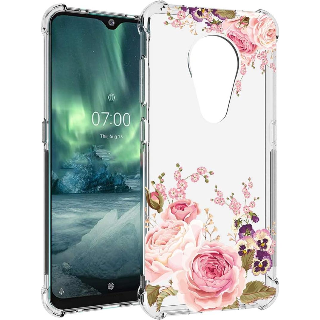 Funda TPU Clara para Nokia 6.2 / 7.2 - Flor Rosa, Ligera y Resistente
