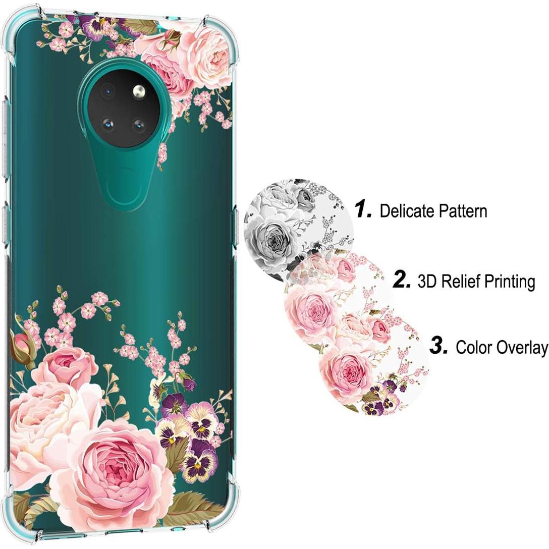 Funda TPU Clara para Nokia 6.2 / 7.2 - Flor Rosa, Ligera y Resistente