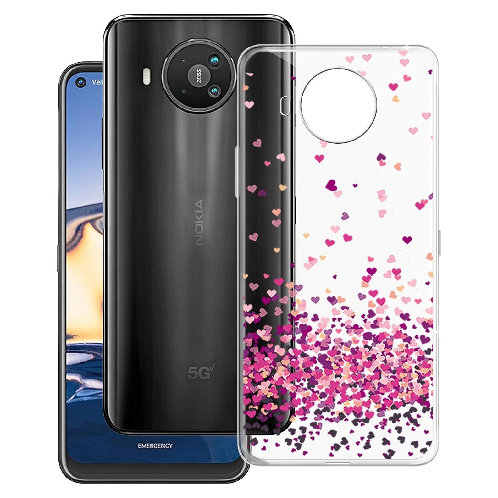 Funda Bumper KJYF para Nokia 8 V 5G UW - Transparente Rojo