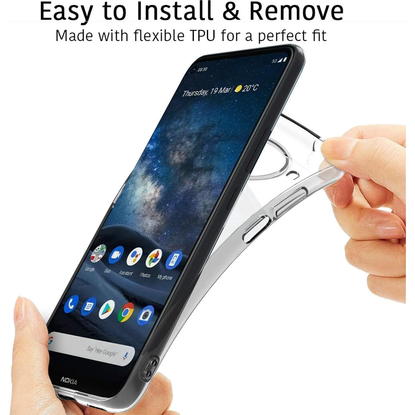 Funda Bumper KJYF para Nokia 8 V 5G UW - Transparente Rojo