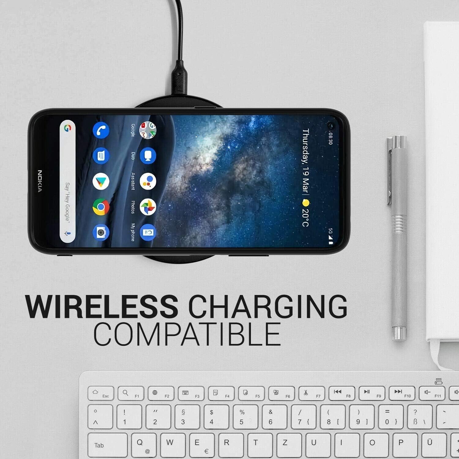 Funda Bumper KJYF para Nokia 8 V 5G UW - Transparente Rojo