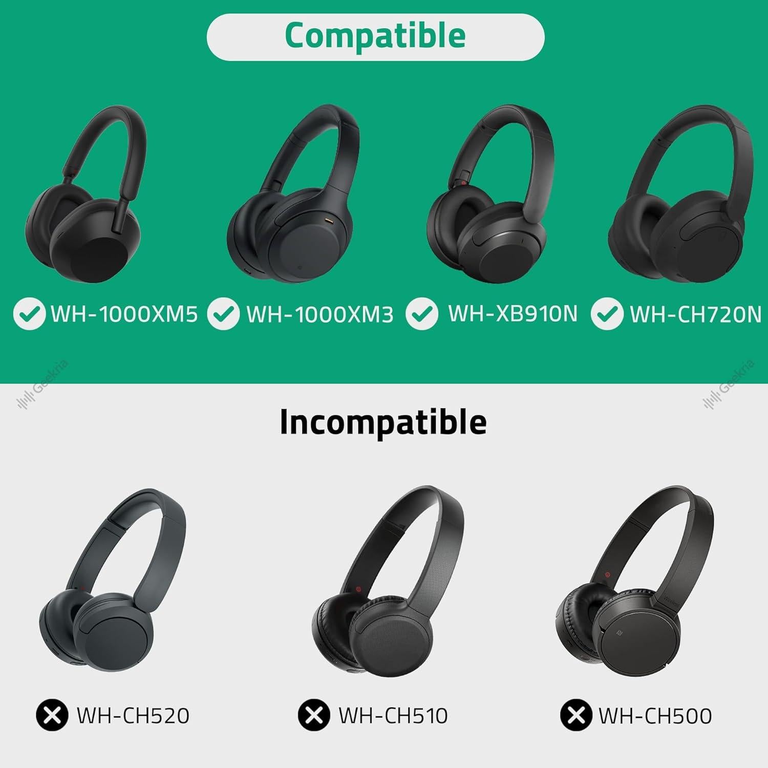 Funda Dura Geekria para Auriculares Sony WH-1000XM5/4/3 - Negro