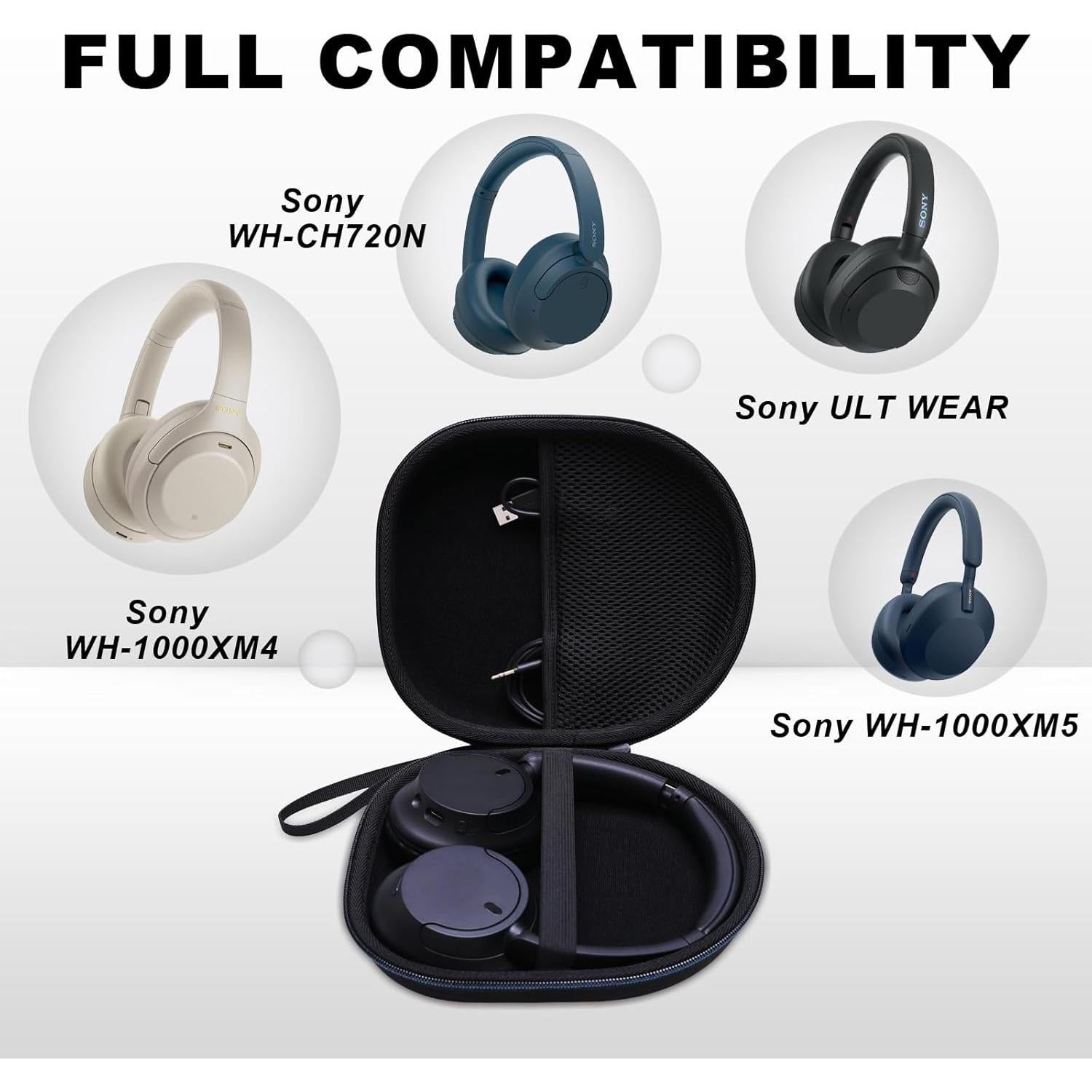Funda Dura para Auriculares Sony WH-CH720N y WH-CH520 Negra