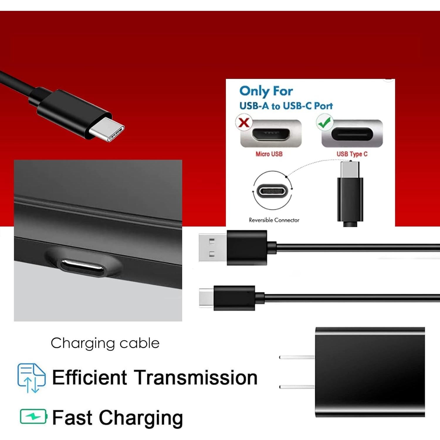 Cargador de pared USB C para auriculares Sony WH-1000XM5 y más