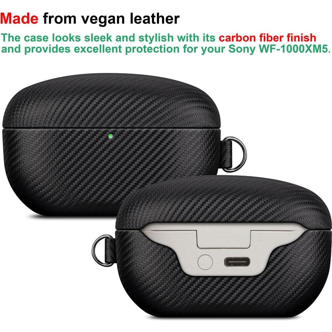 Funda de Cuero Vegano LOPIE para Sony WF-1000XM5 - Negro