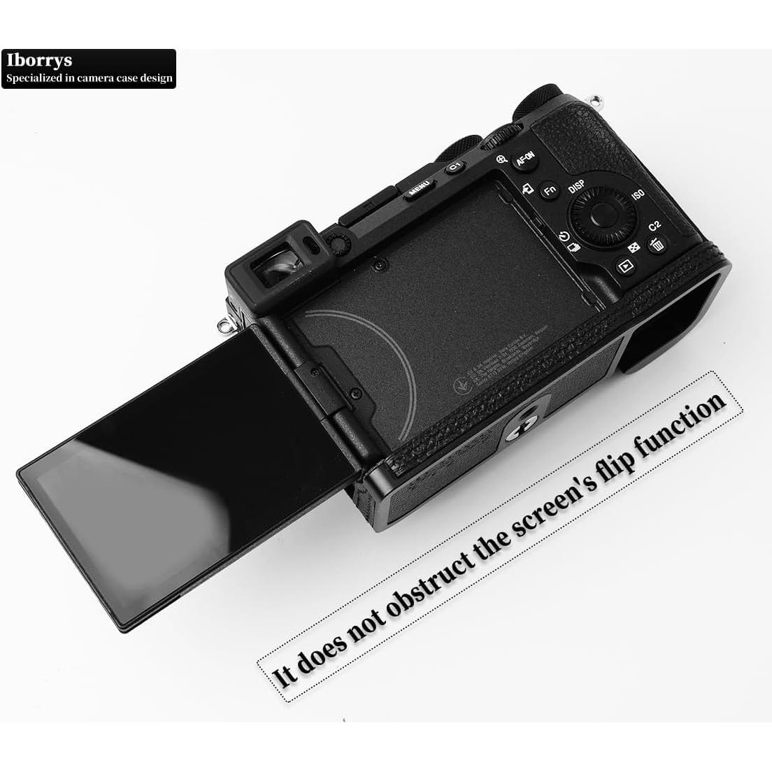 Funda de Cuero Genuino Iborrys para Cámara Sony A7C II A7CR - Negro