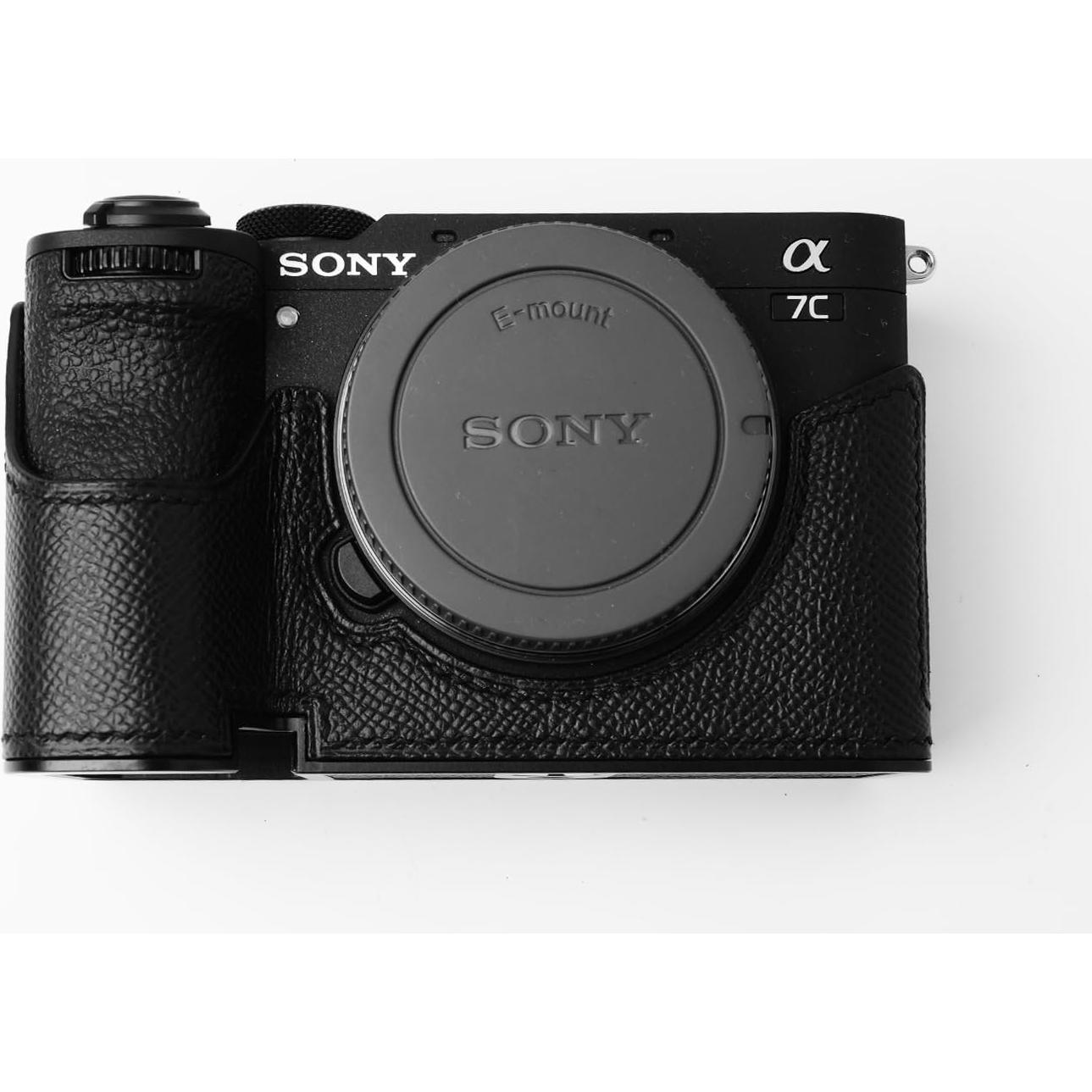 Funda de Cuero Genuino Iborrys para Cámara Sony A7C II A7CR - Negro