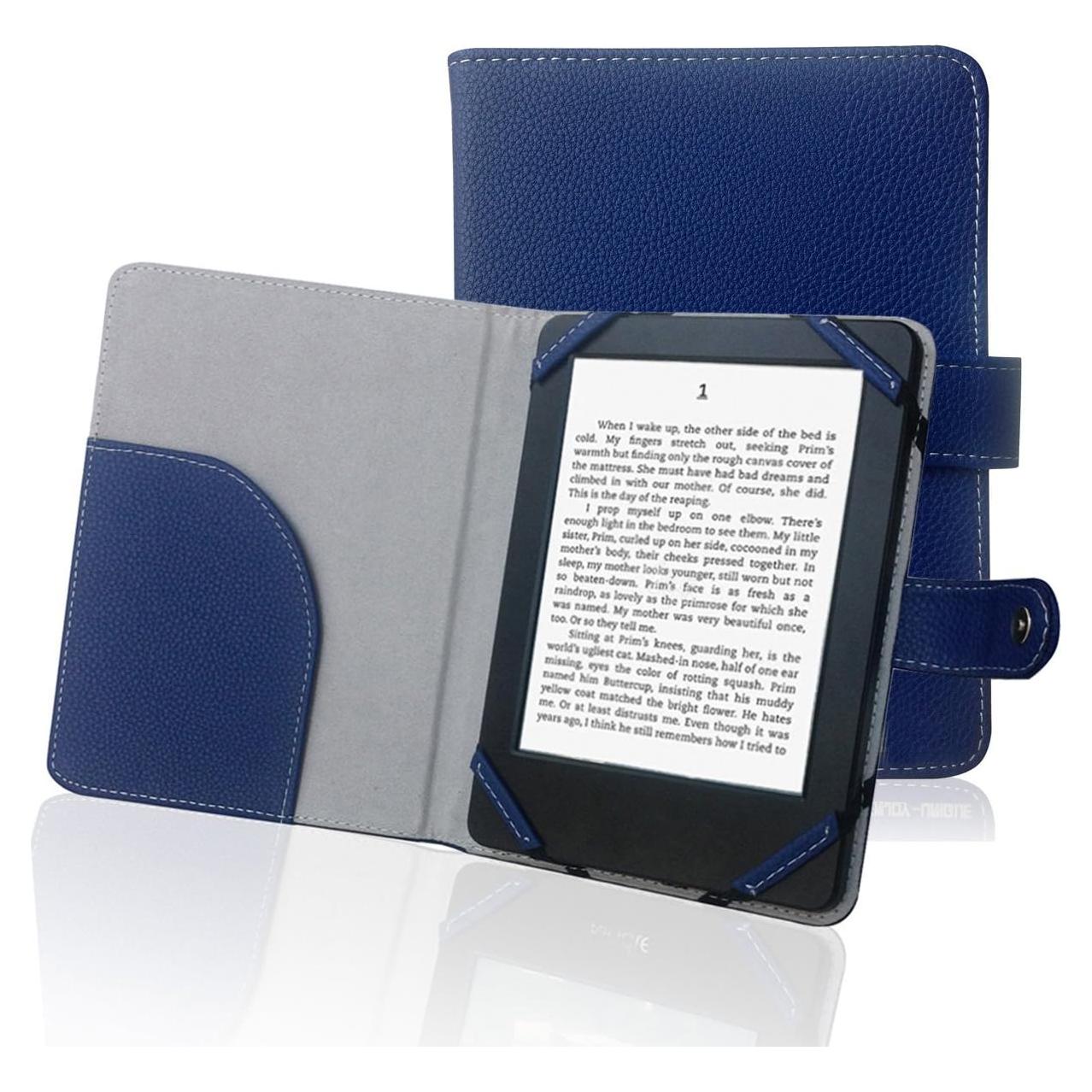 Funda de Libro de Cuero PU Azul para Lector de Ebook 6"