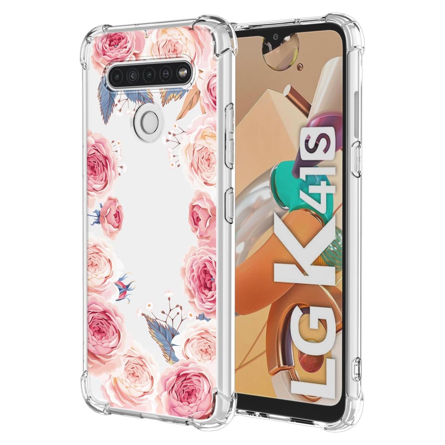 Funda Protectora Floral Rosa para LG K41S y K51S - Antigolpes