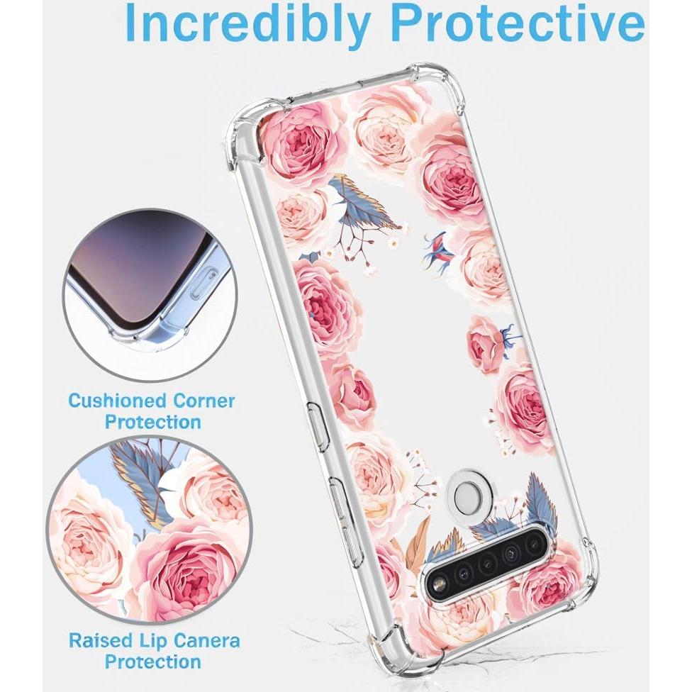 Funda Protectora Floral Rosa para LG K41S y K51S - Antigolpes