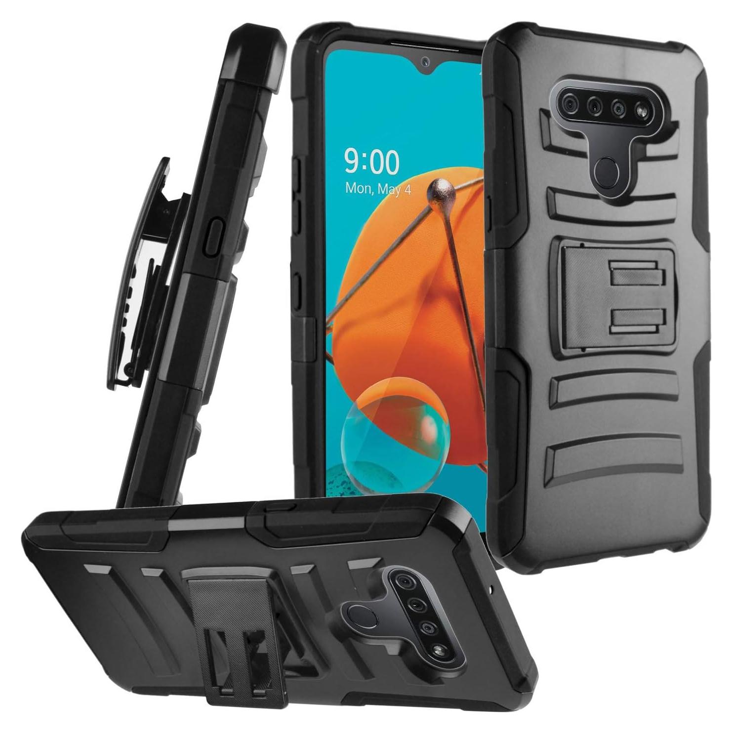 Funda Híbrida CELZEN para LG K51 y Reflect con Clip Negro