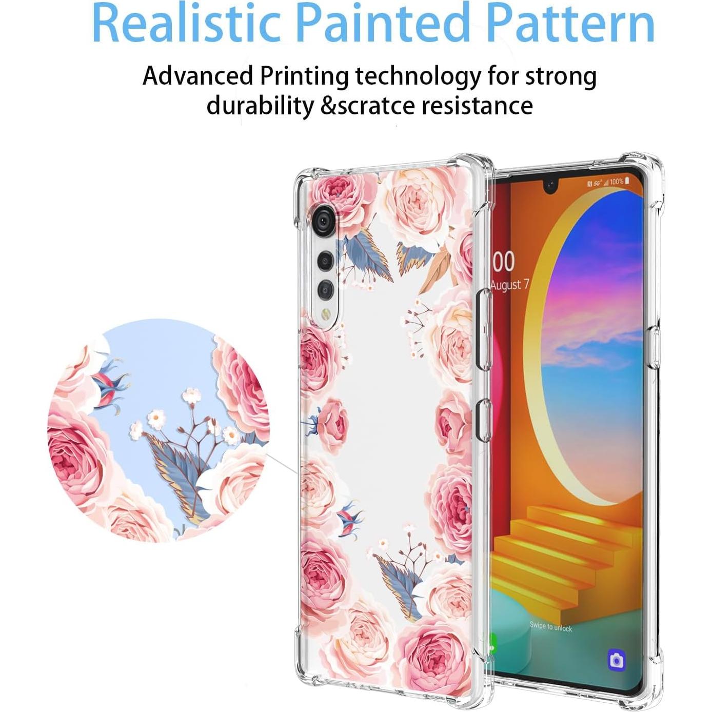 Funda Protectora Floral Rosa para LG Velvet 5G - Antigolpes