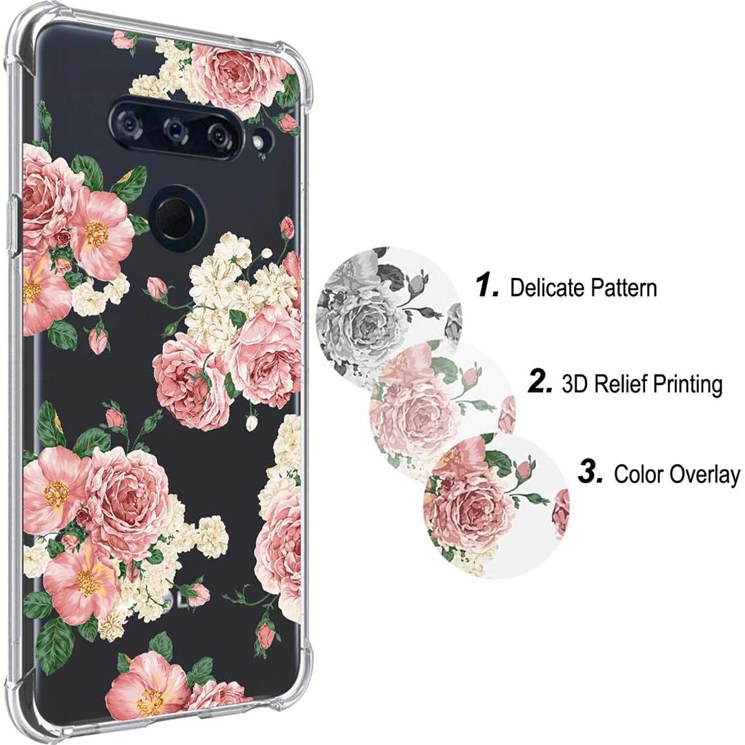 Funda TPU Floral Rosa para LG V30/V30+/V35/V35 ThinQ