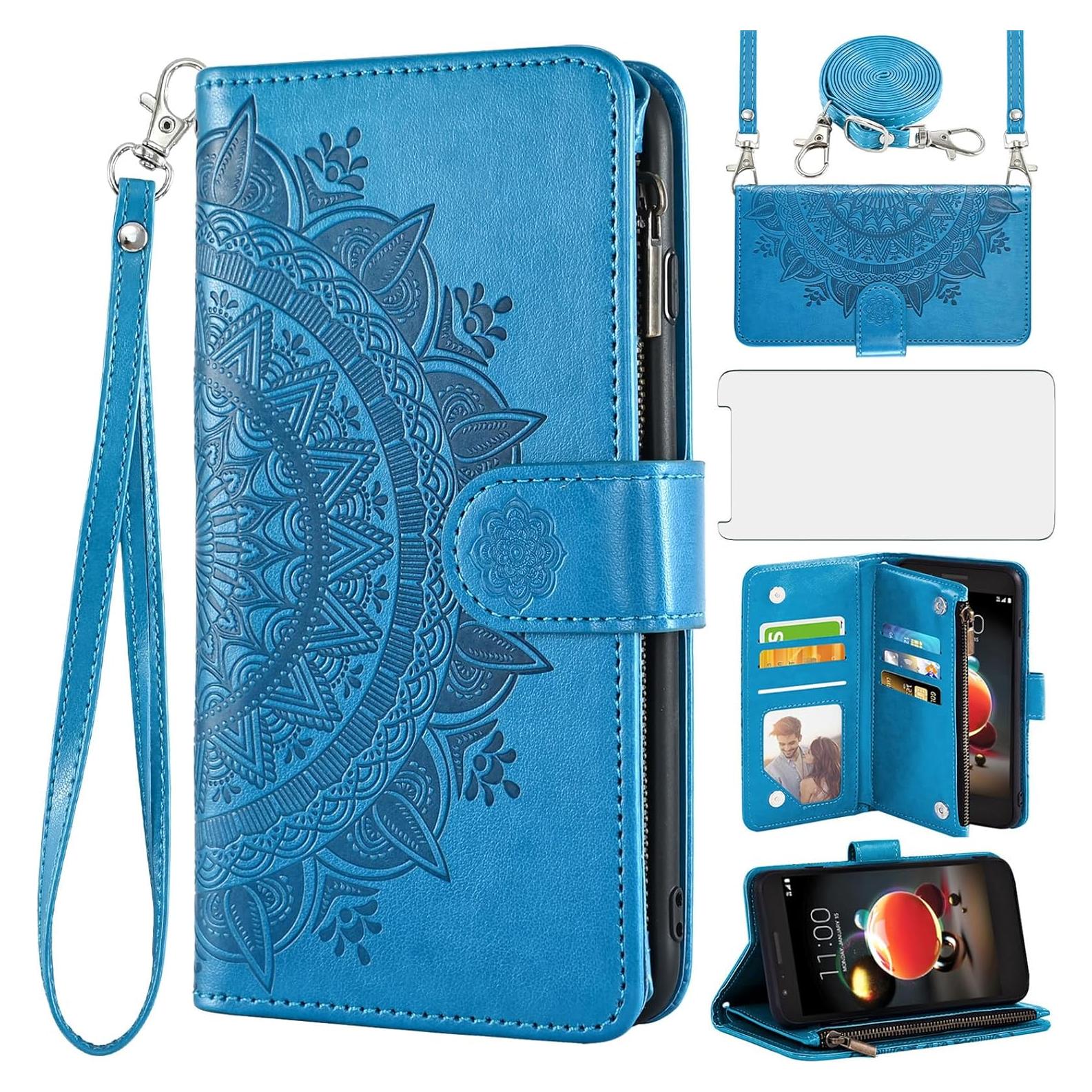 Funda LG Aristo 2/3 Plus con Protector y Soporte Azul