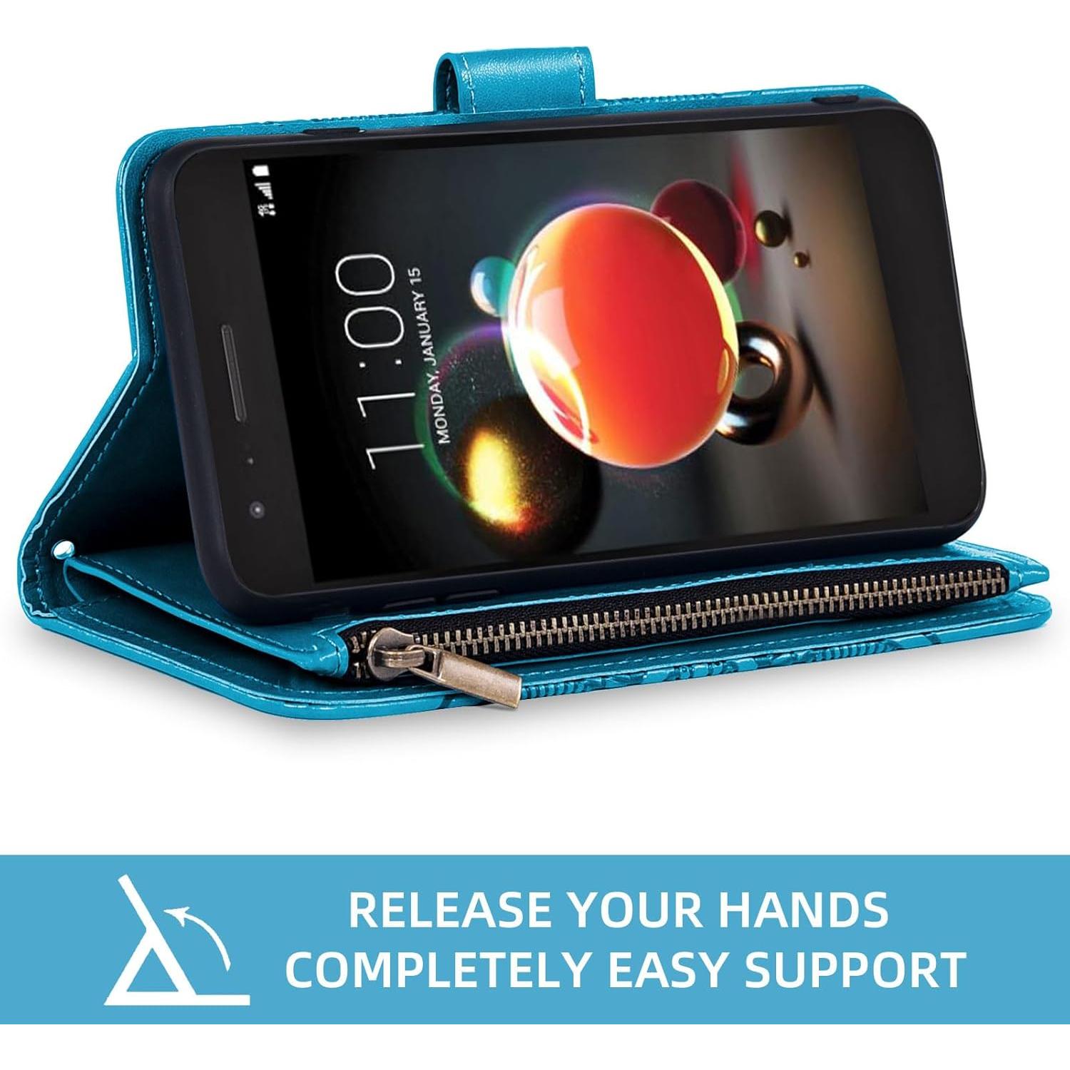 Funda LG Aristo 2/3 Plus con Protector y Soporte Azul