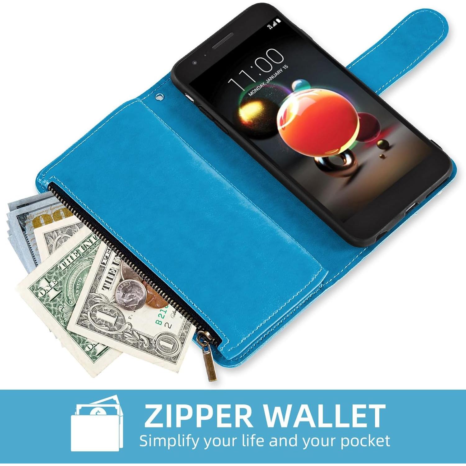 Funda LG Aristo 2/3 Plus con Protector y Soporte Azul