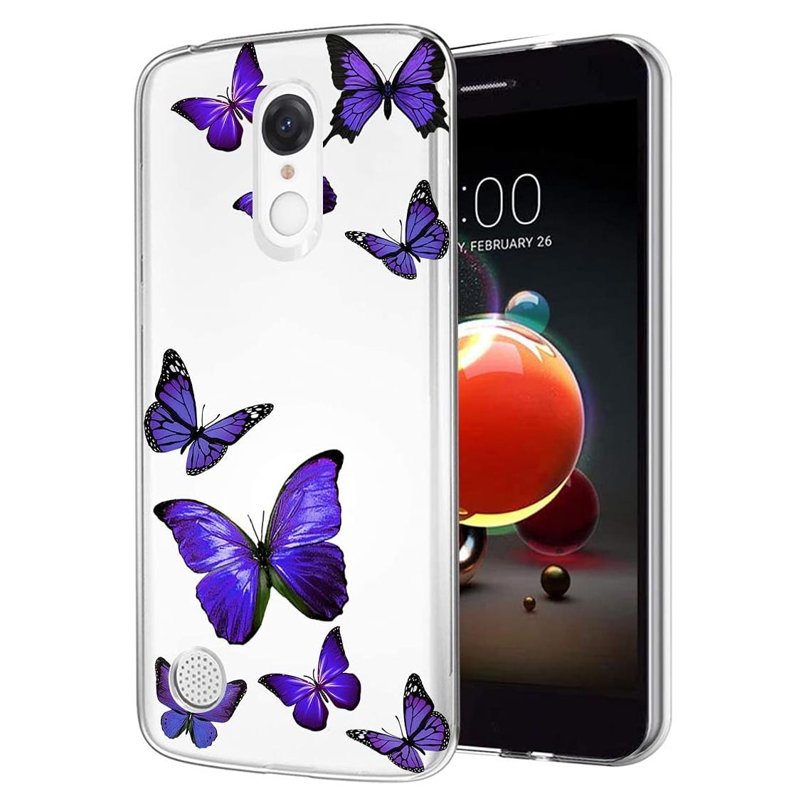 Funda TPU Transparente Vavies para LG Aristo 2/3 - Mariposa Púrpura