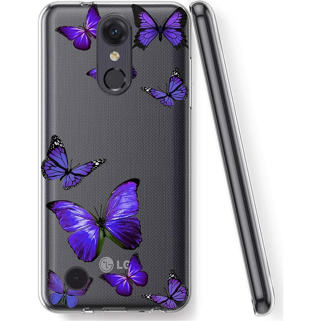 Funda TPU Transparente Vavies para LG Aristo 2/3 - Mariposa Púrpura