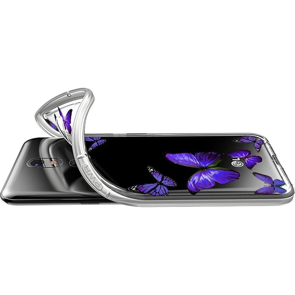 Funda TPU Transparente Vavies para LG Aristo 2/3 - Mariposa Púrpura