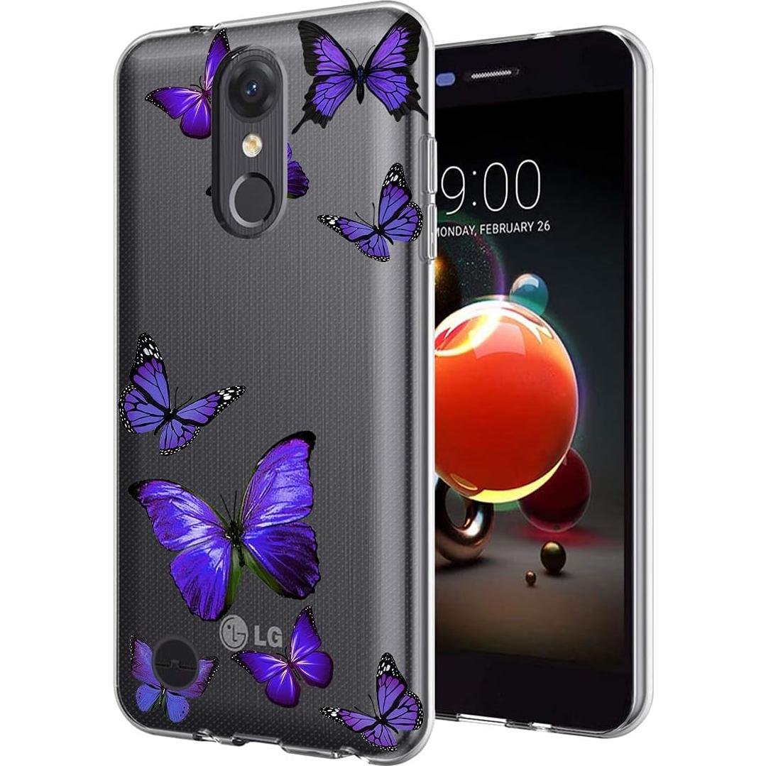 Funda TPU Transparente Vavies para LG Aristo 2/3 - Mariposa Púrpura