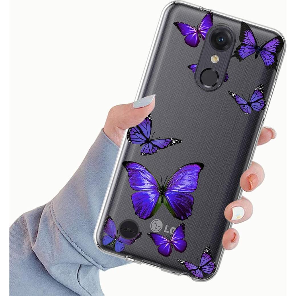 Funda TPU Transparente Vavies para LG Aristo 2/3 - Mariposa Púrpura