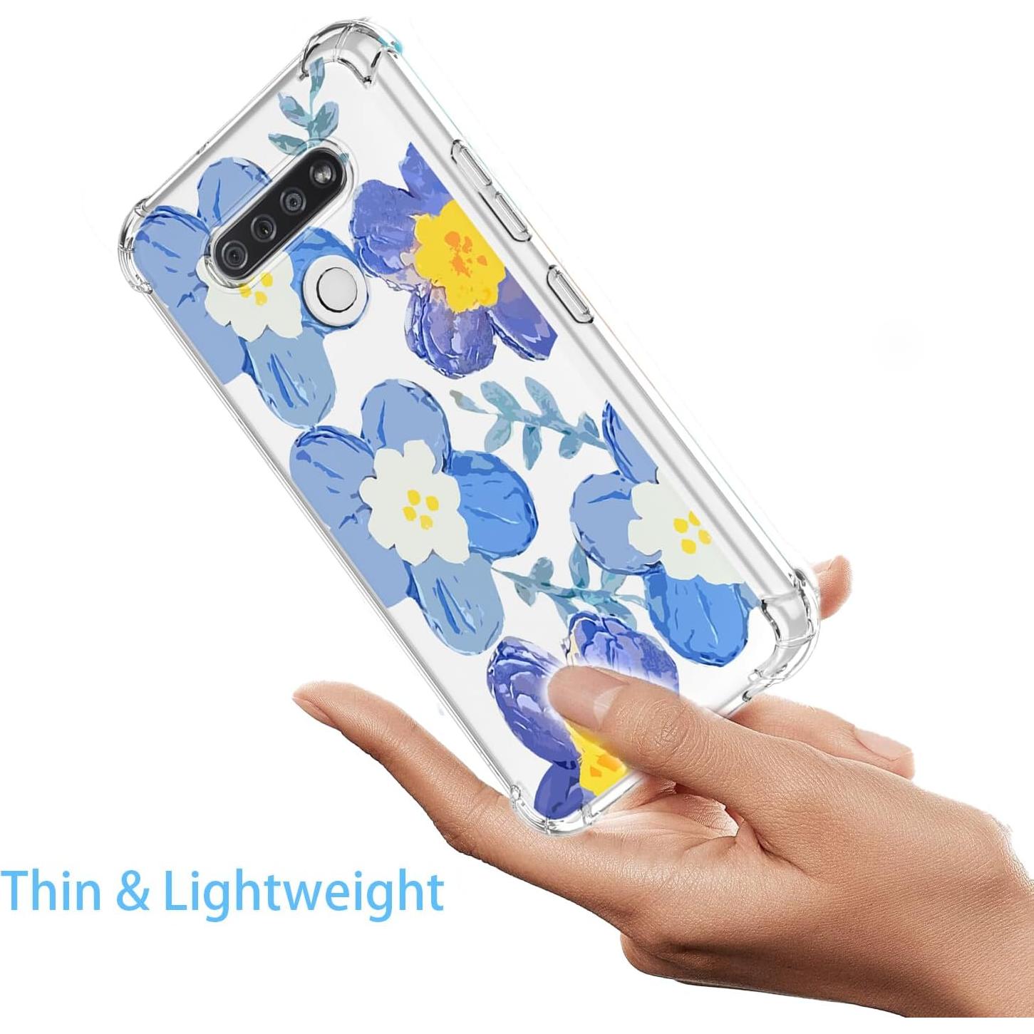 Funda Protectora Floral Azul para LG K51 y Q51 - Antigolpes