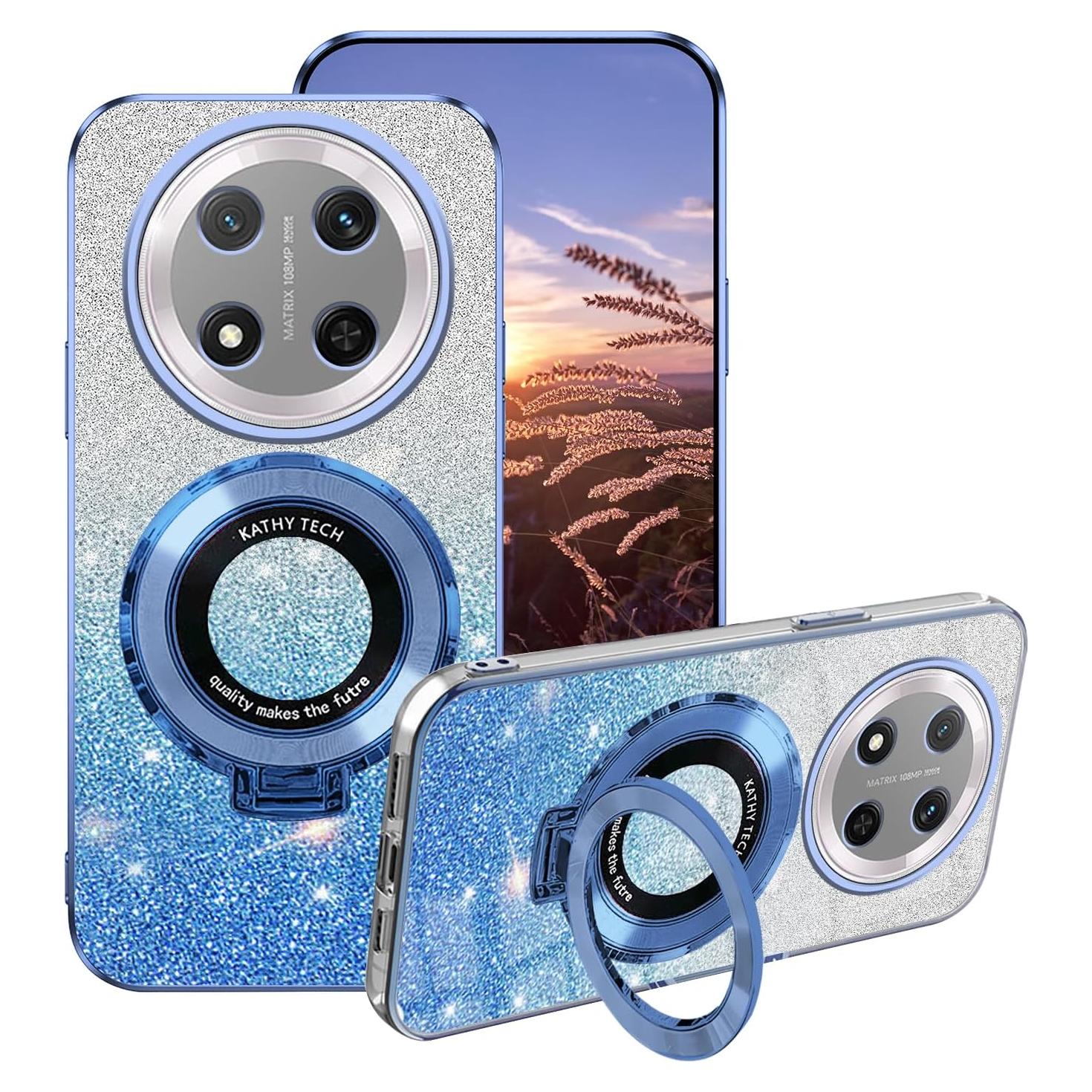 Funda de Silicona Honor Magic 7 Lite con Soporte Anillo Azul