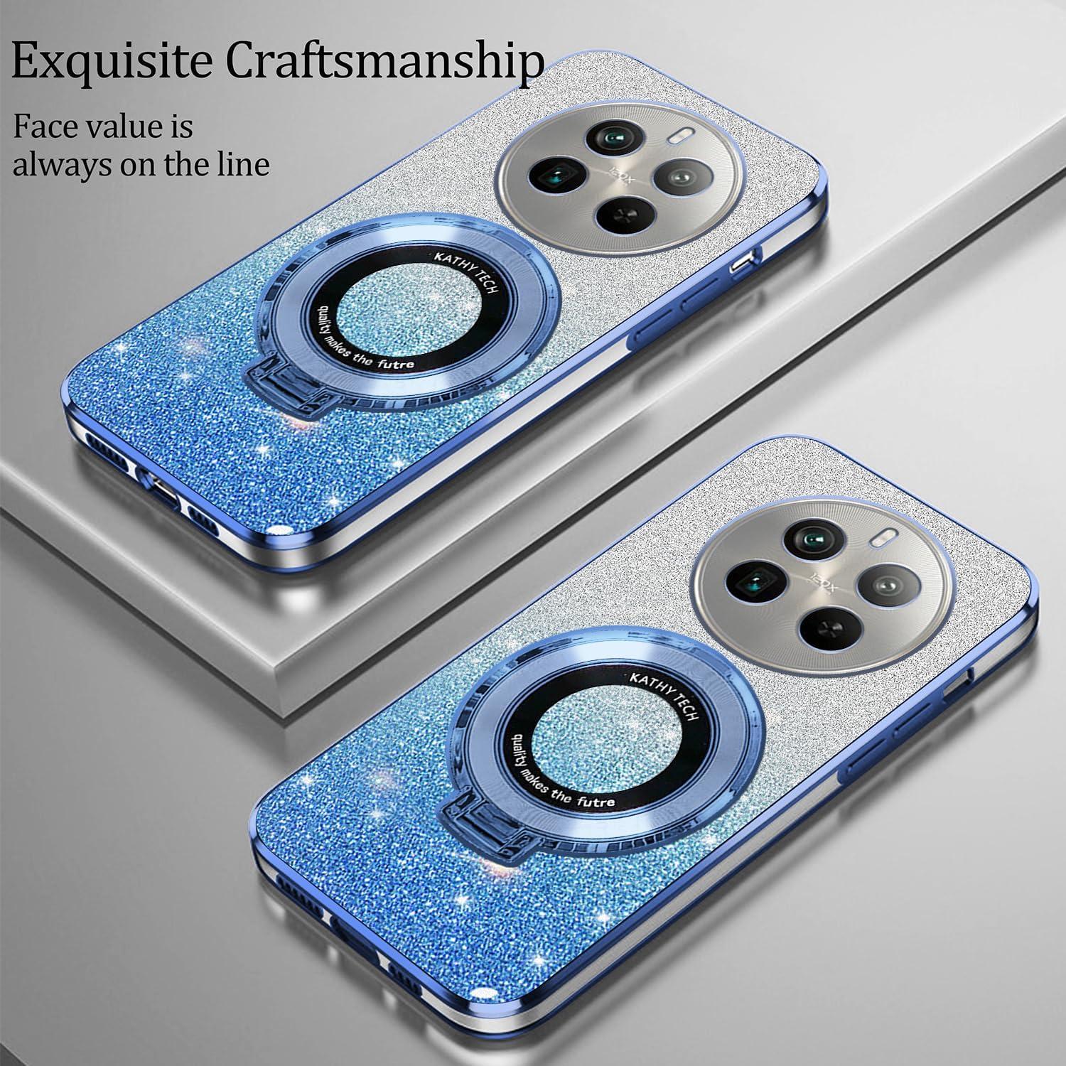 Funda de Silicona Honor Magic 7 Lite con Soporte Anillo Azul