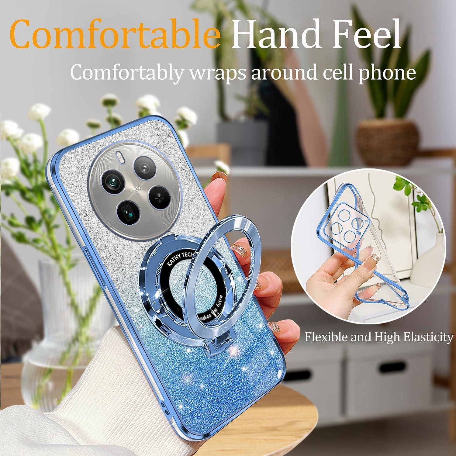 Funda de Silicona Honor Magic 7 Lite con Soporte Anillo Azul