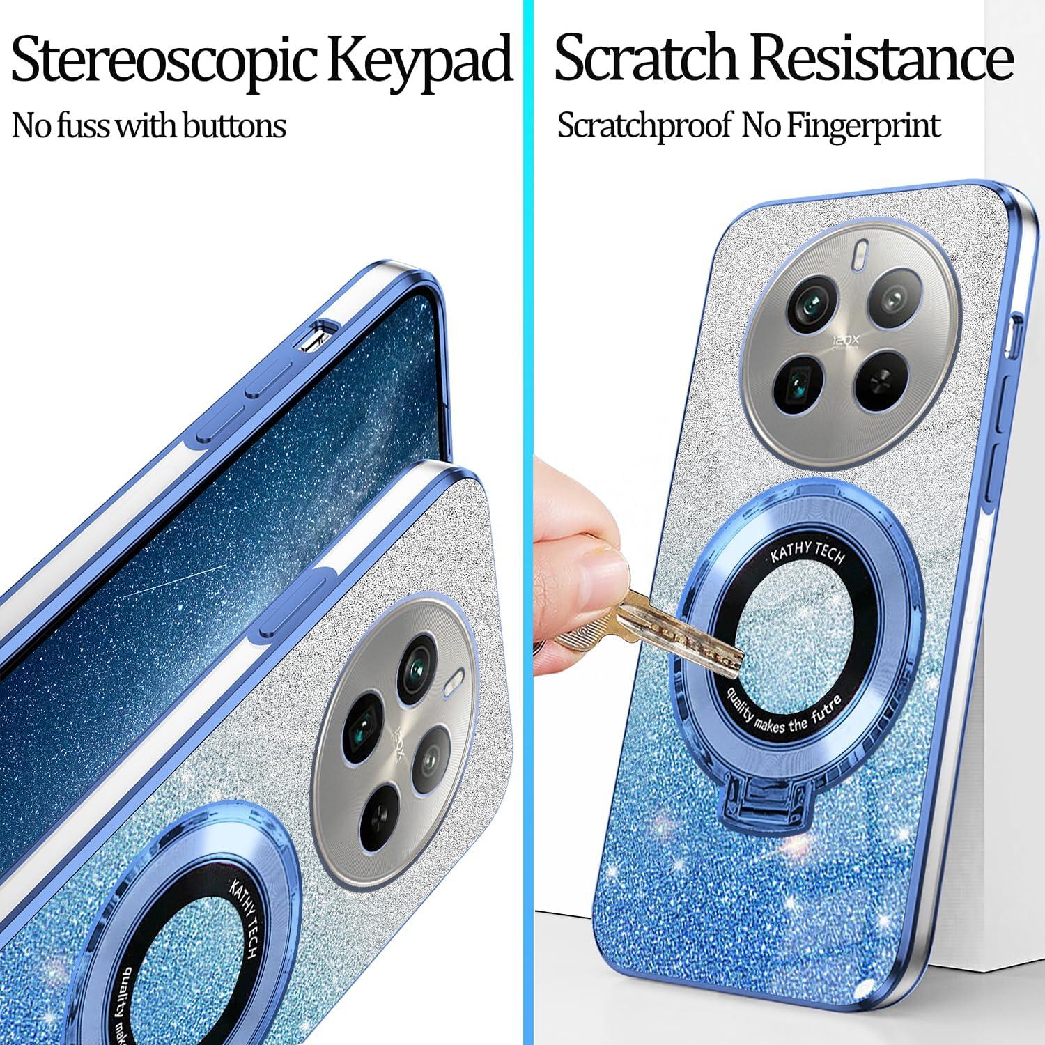 Funda de Silicona Honor Magic 7 Lite con Soporte Anillo Azul