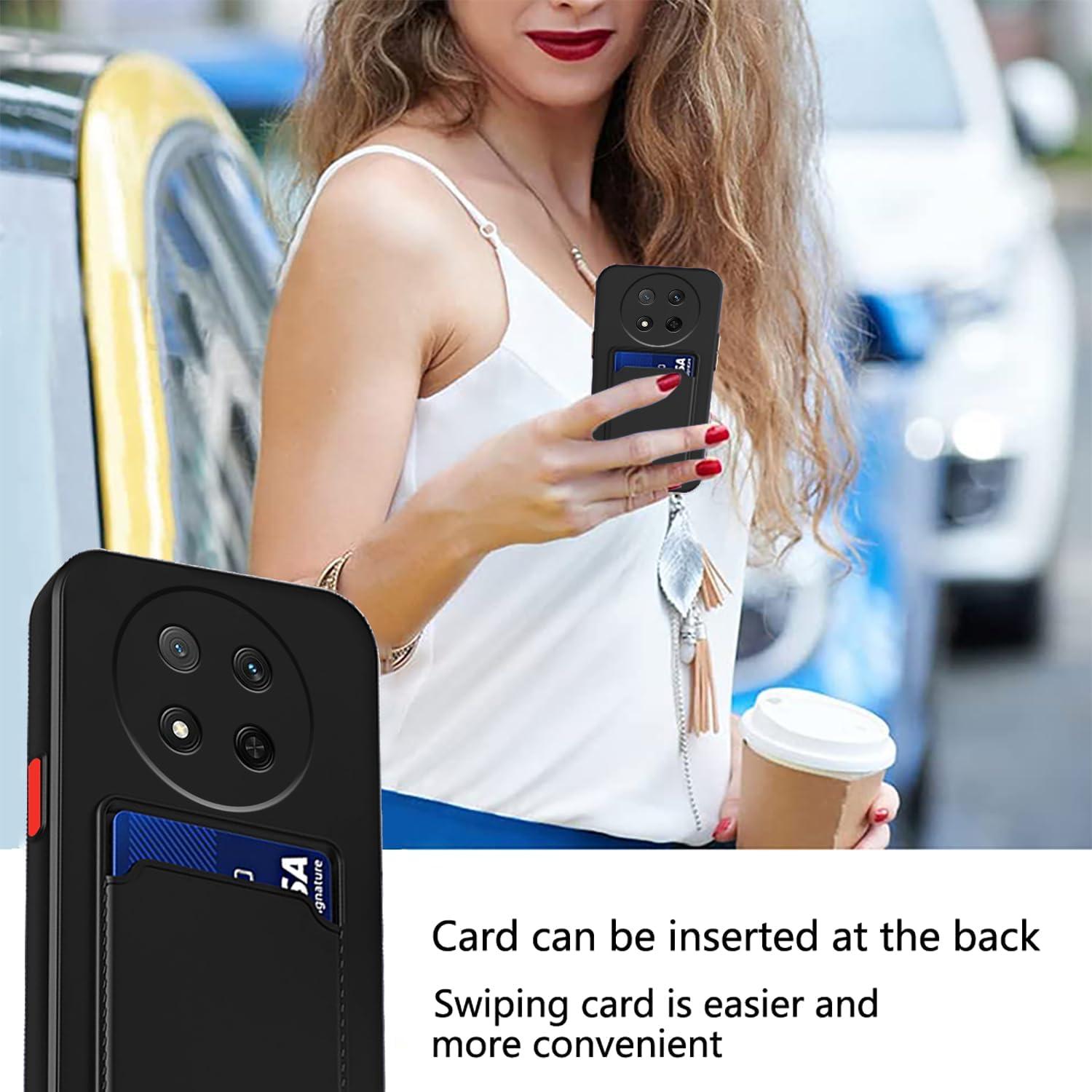 Funda Silicona Honor Magic 7 Lite con Soporte para Tarjetas - Negro