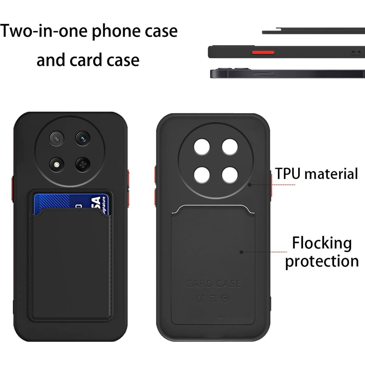 Funda Silicona Honor Magic 7 Lite con Soporte para Tarjetas - Negro