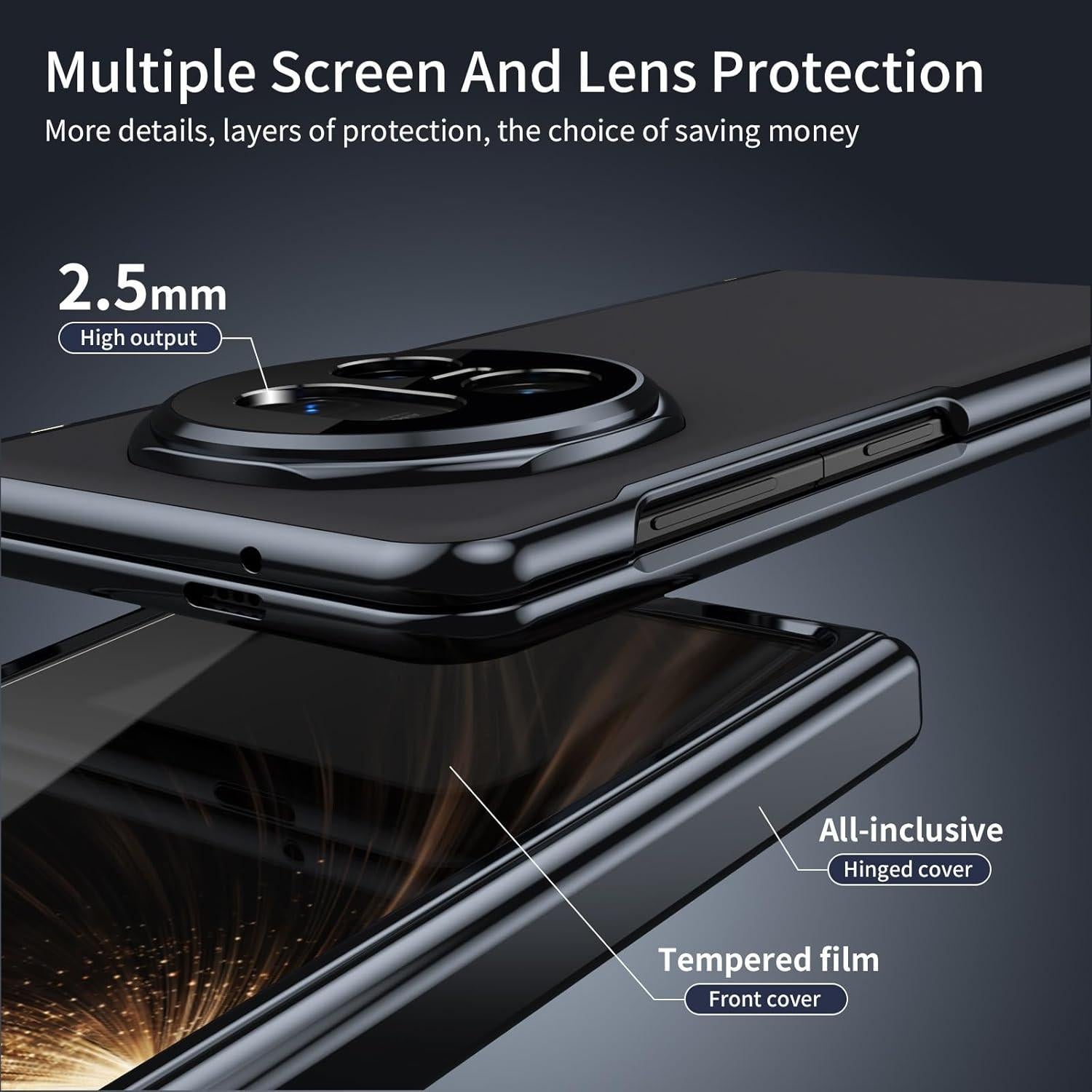 Funda Flip Honor Magic V5 con Protector de Pantalla - Negro