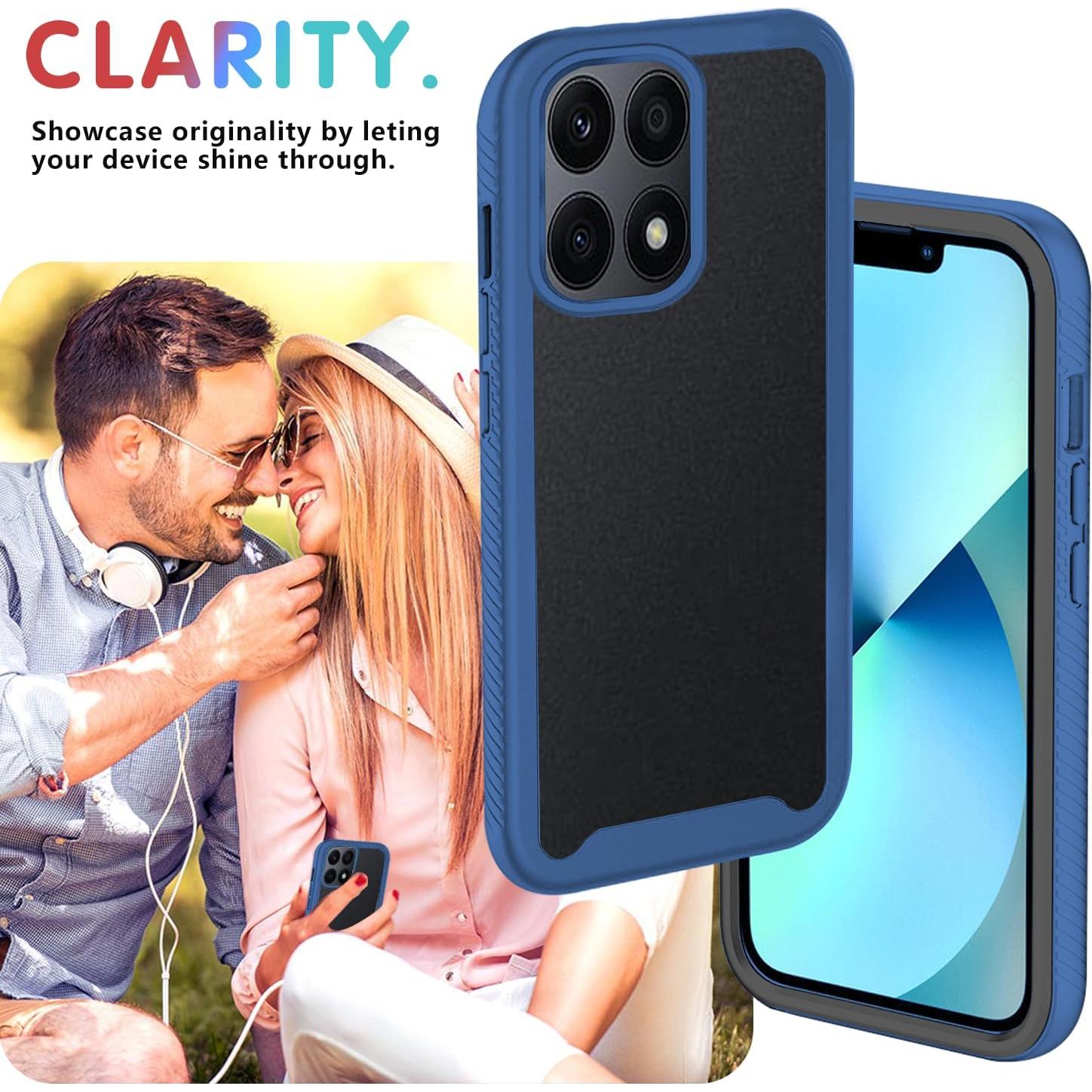 Funda Honor X8a Silicona Antigolpes 360° Transparente Azul