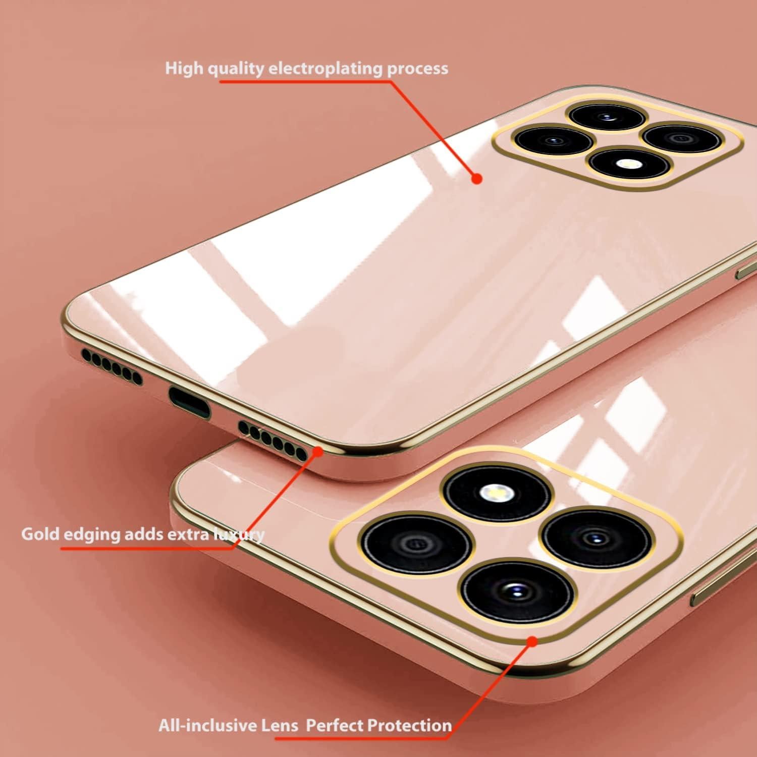 Funda Honor X8a Silicona Rosa a Prueba de Golpes Wousunly