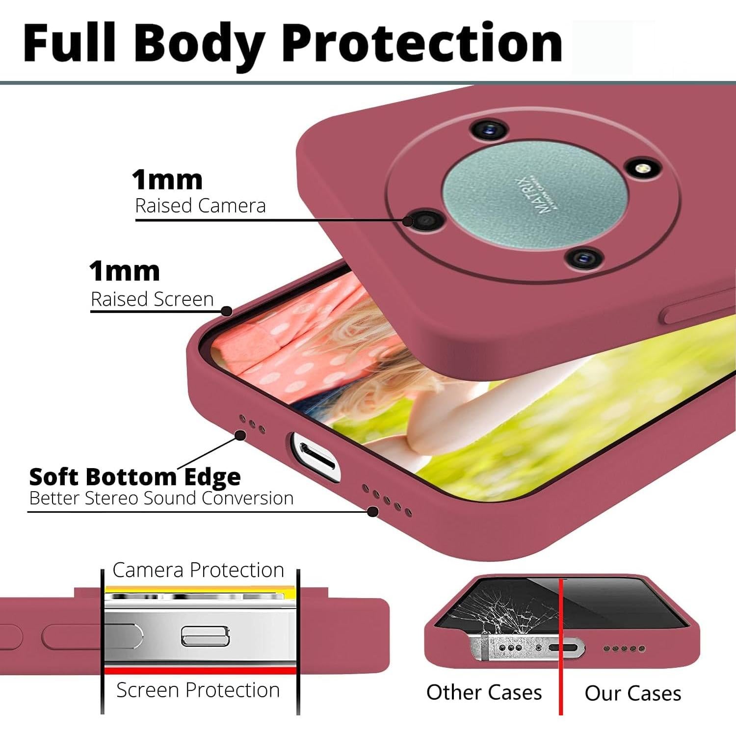 Funda de Silicona Líquida Honor Magic 5 Lite Antichoque Camellia