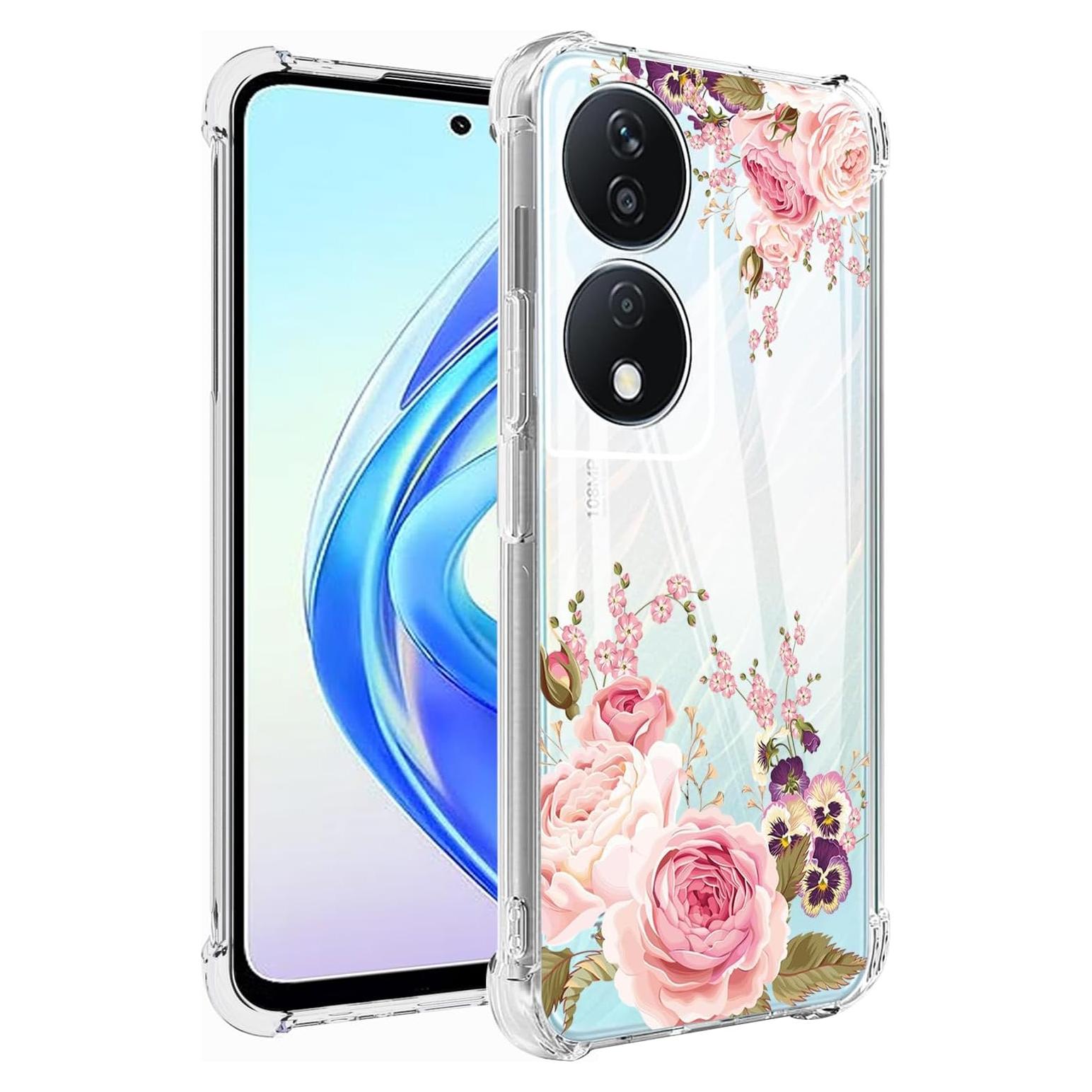 Funda TPU Rosa Floral Honor Play 50 Plus 5G / Honor X7B