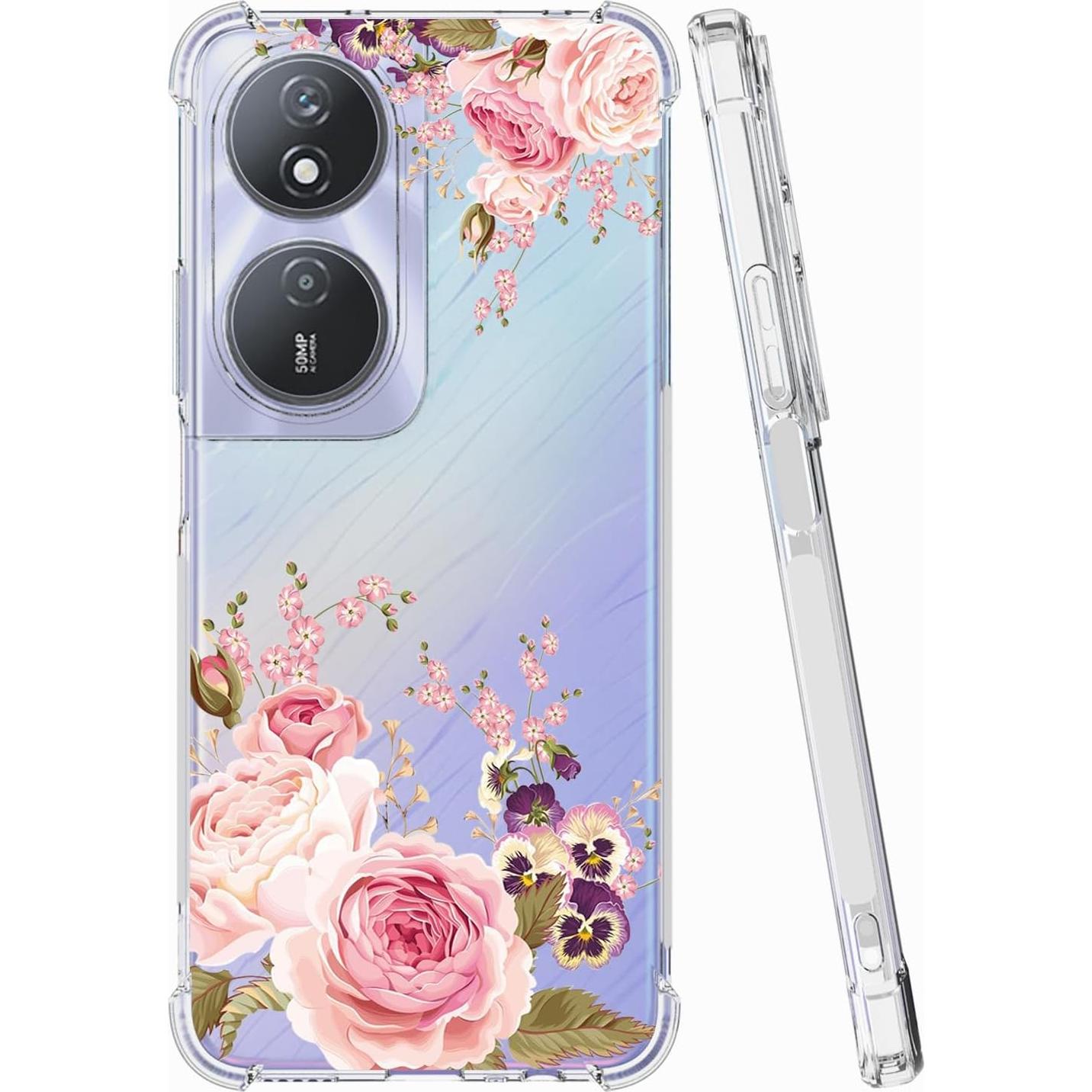 Funda TPU Rosa Floral Honor Play 50 Plus 5G / Honor X7B