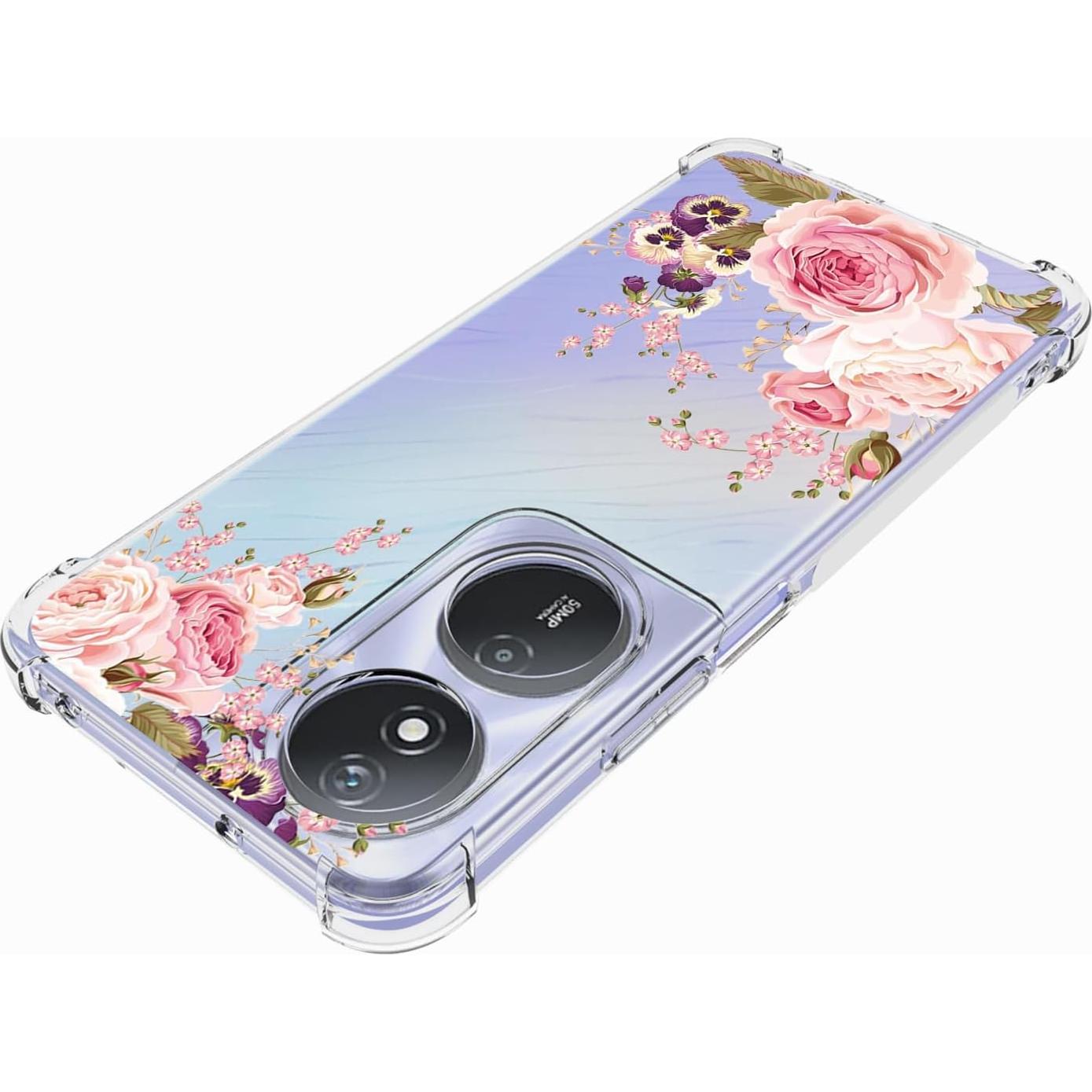 Funda TPU Rosa Floral Honor Play 50 Plus 5G / Honor X7B