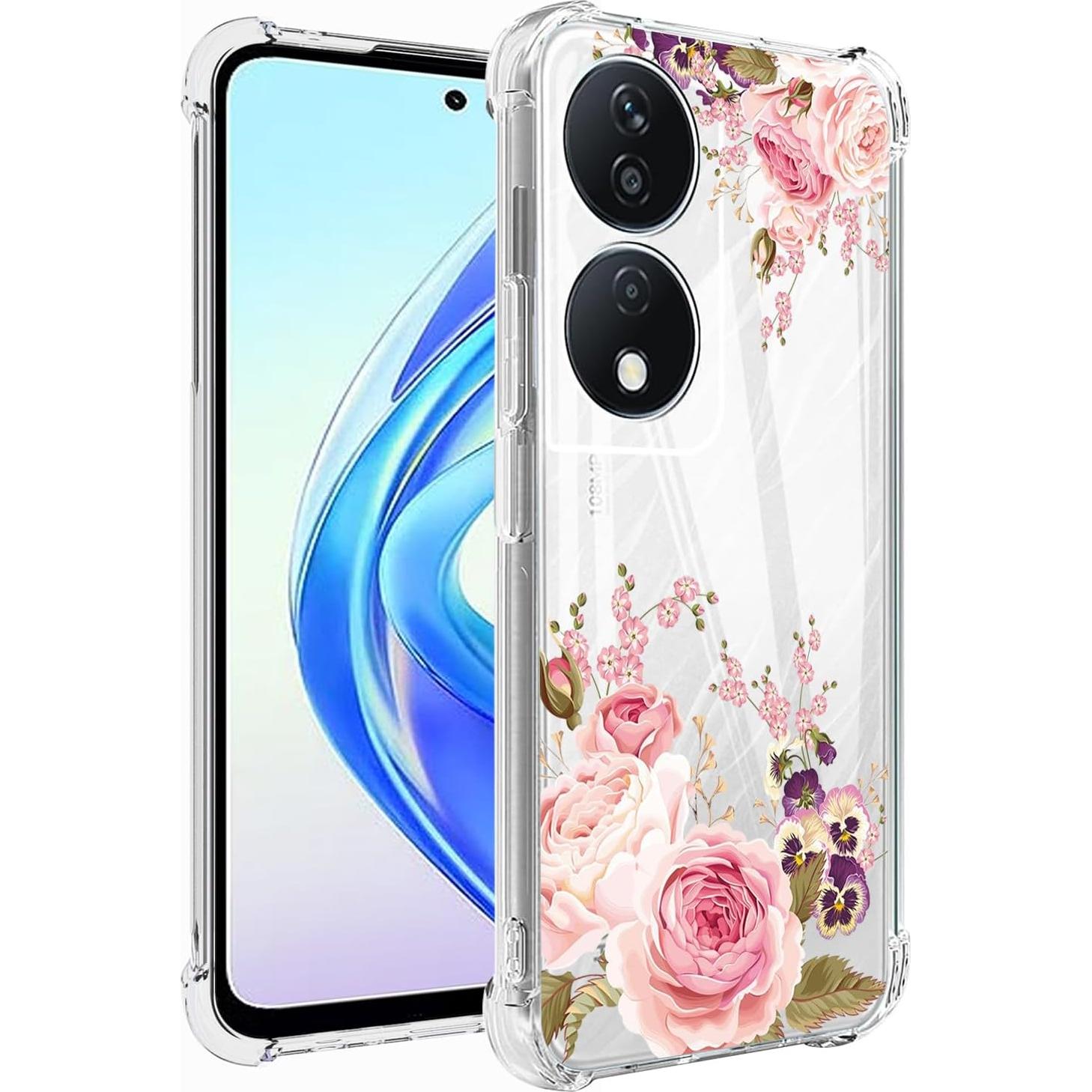 Funda TPU Rosa Floral Honor Play 50 Plus 5G / Honor X7B